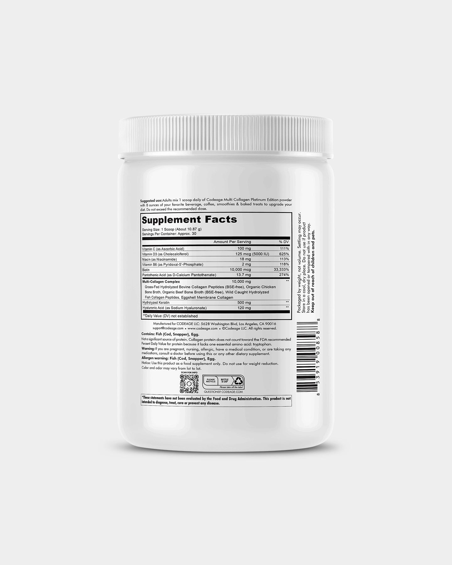 Codeage Platinum Multi Collagen Peptides Powder Supplement - Bodybuilding.com