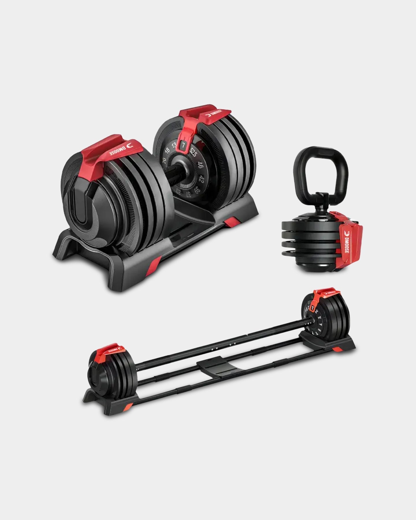 DMOOSE 3 - in - 1 Adjustable Dumbbell, Barbell & Kettlebell 52 lbs Set - Bodybuilding.com