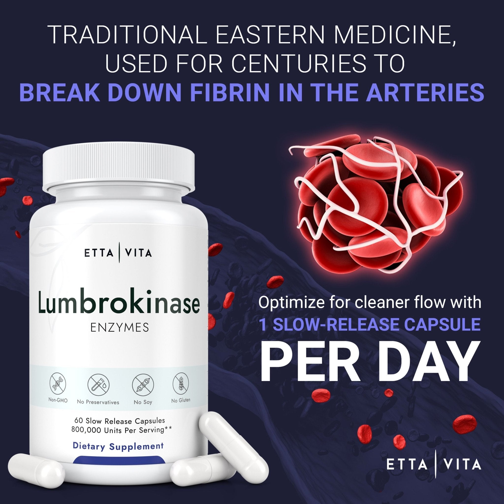 Etta Vita Lumbrokinase Capsules - Bodybuilding.com