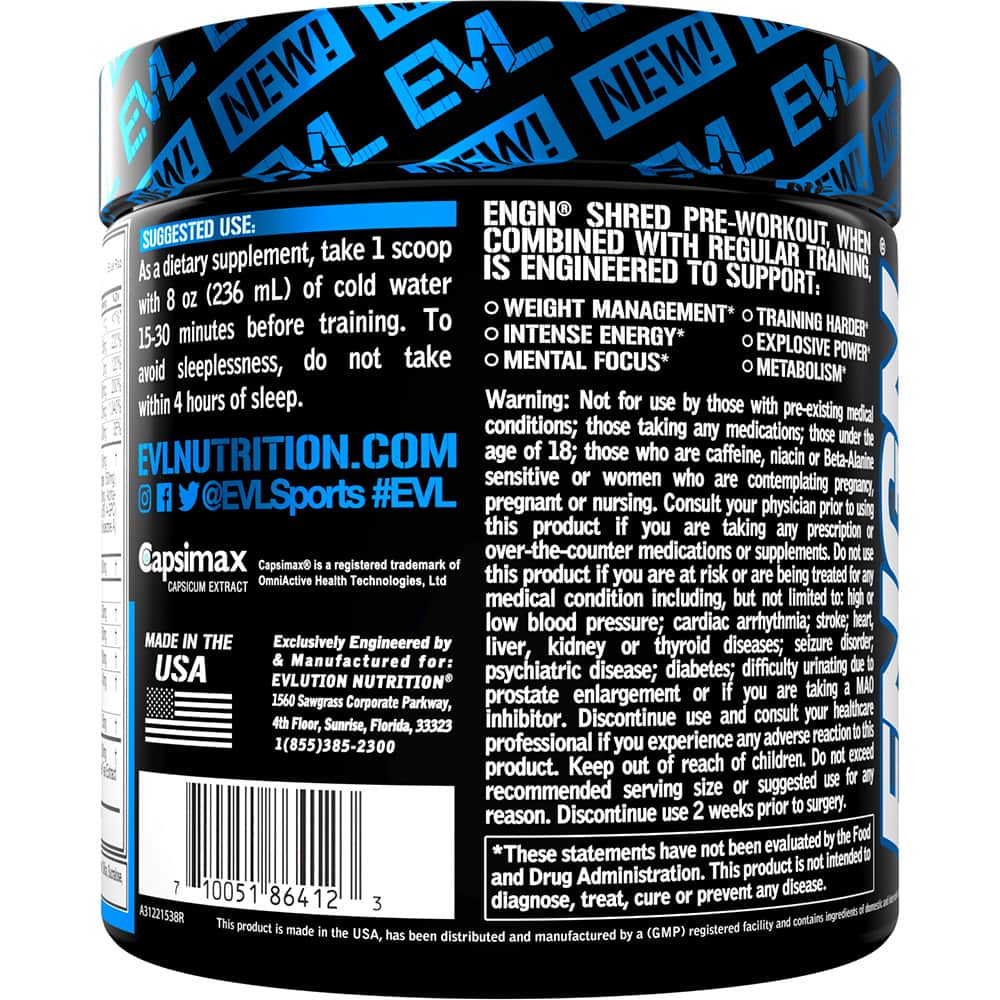 EVLUTION NUTRITION ENGN Shred Pre Workout - Bodybuilding.com