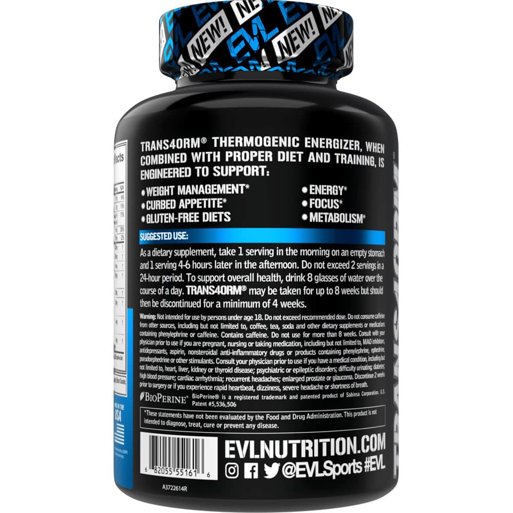 EVLUTION NUTRITION TRANS4ORM Fat Burner Capsules - Bodybuilding.com