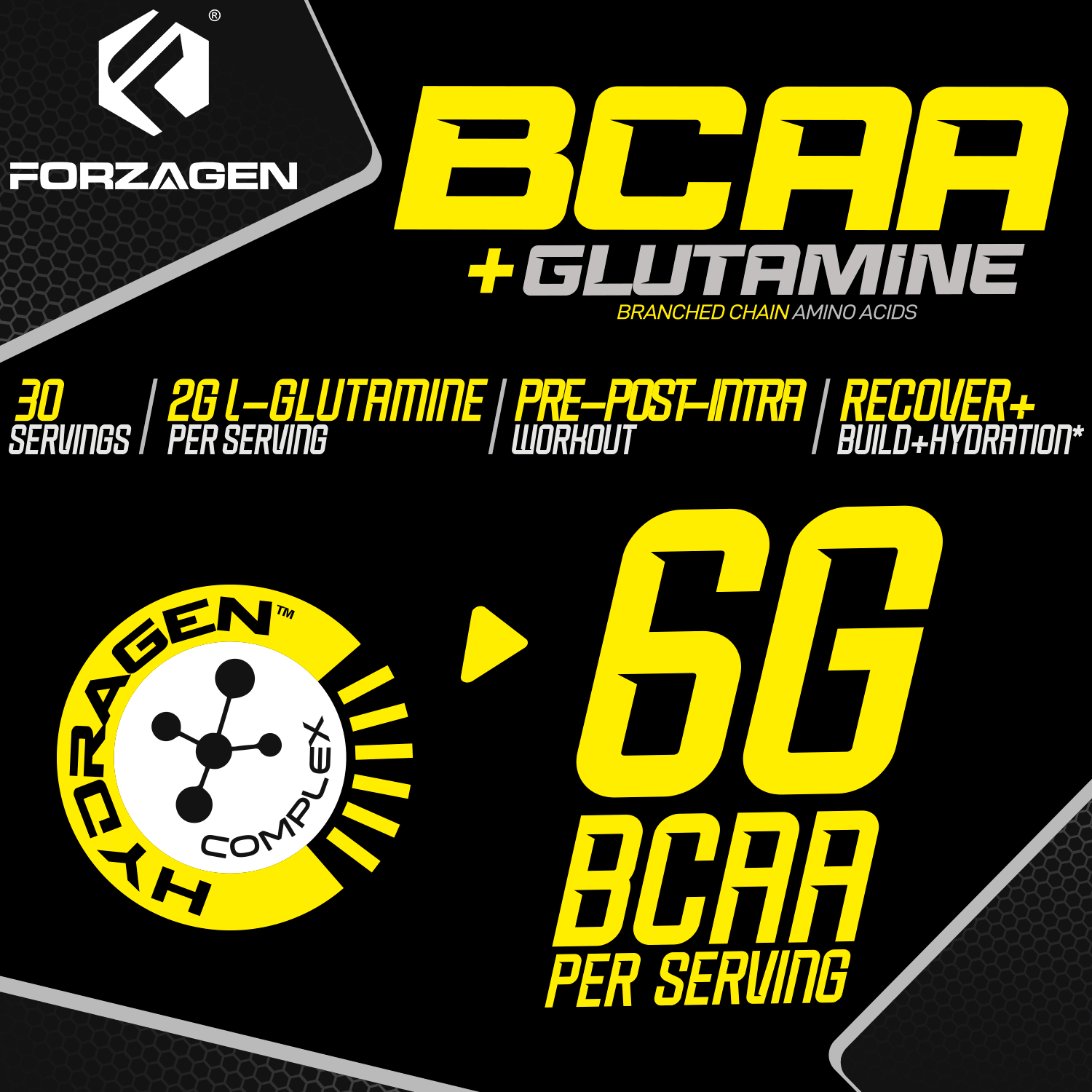 Forzagen BCAA'S + Glutamine with Hydragen Complex - Bodybuilding.com