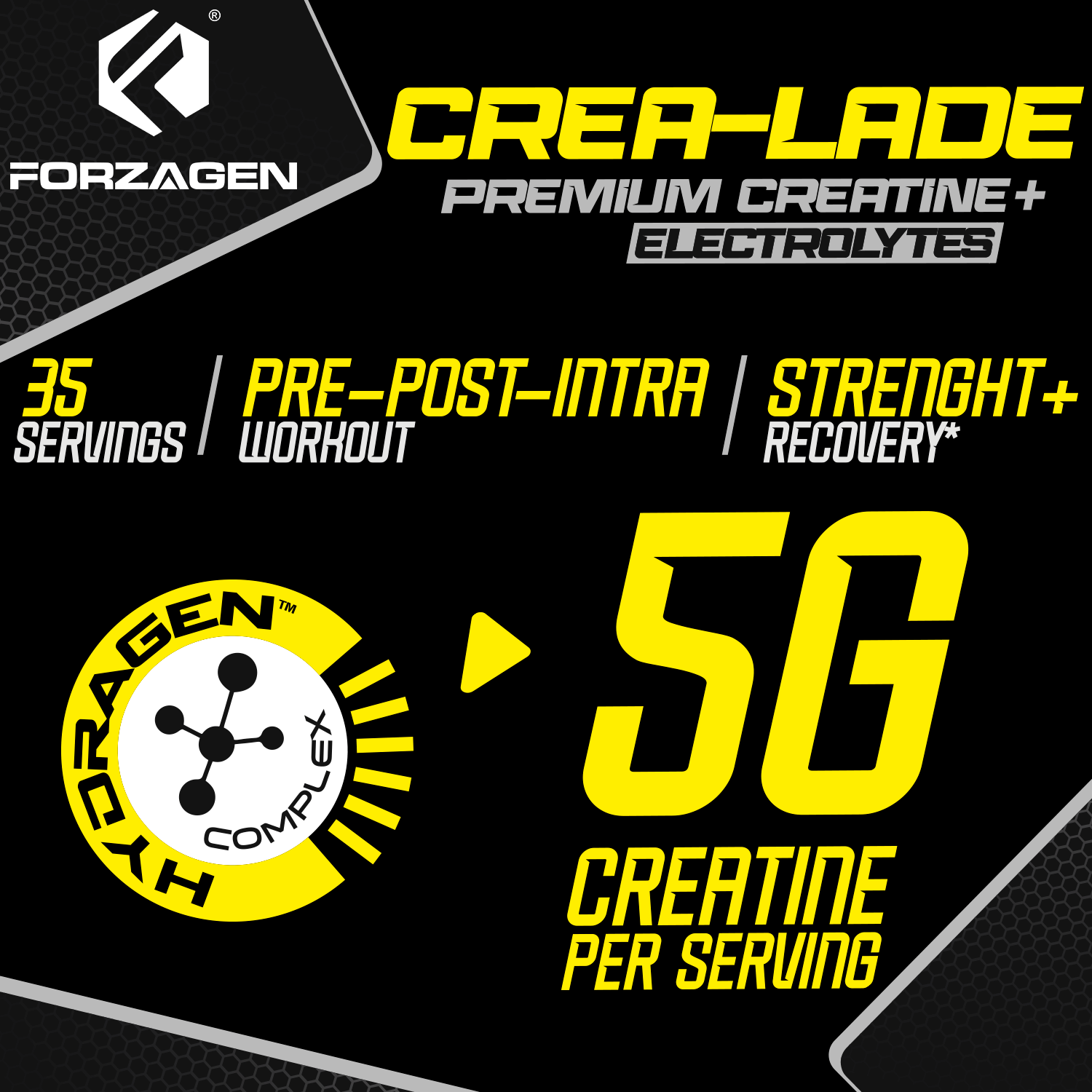 Forzagen CREA - LADE Premium Creatine + Electrolytes Pre - Workout - Bodybuilding.com