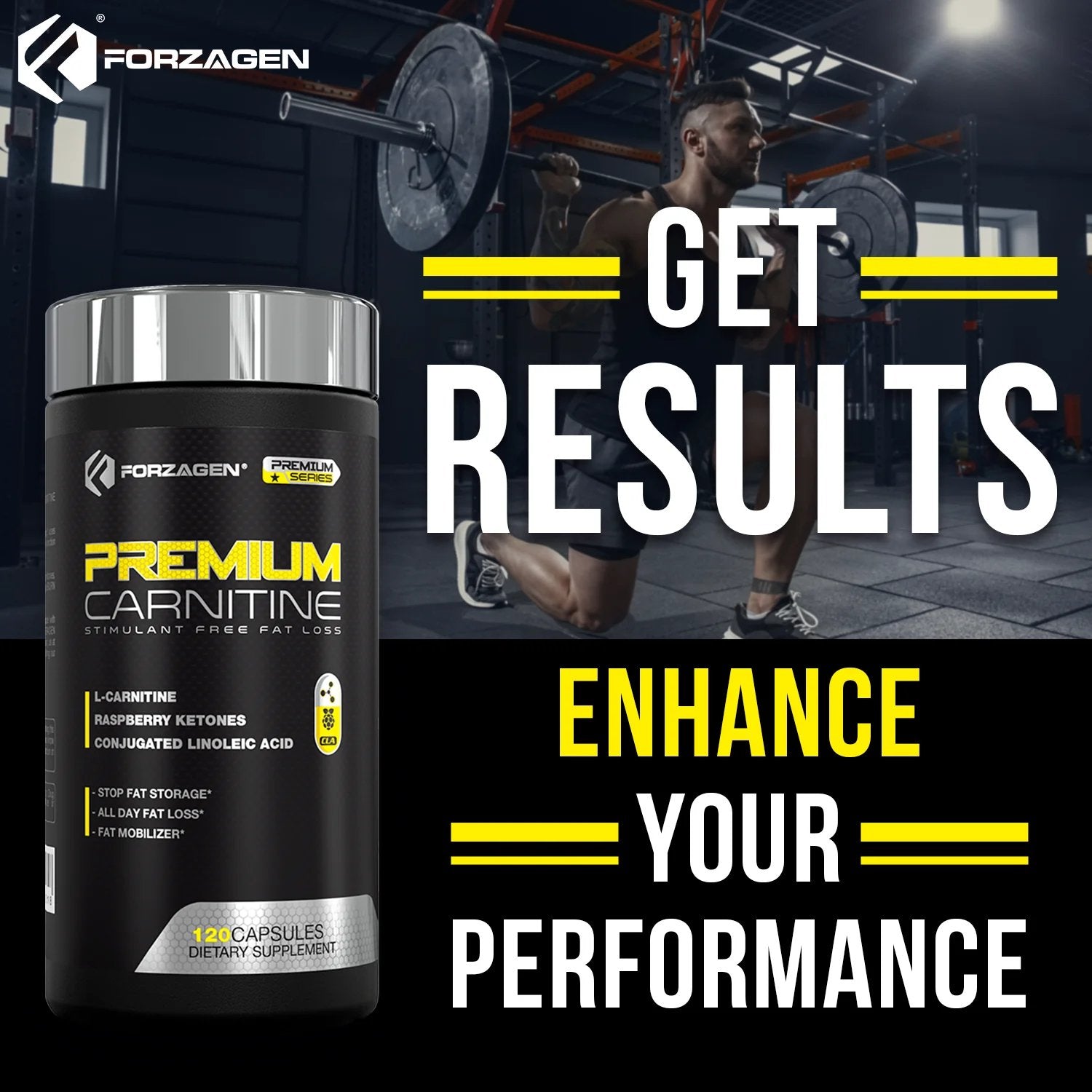 Forzagen Premium L Carnitine + CLA + Raspberry Ketones Stim - Free - Bodybuilding.com