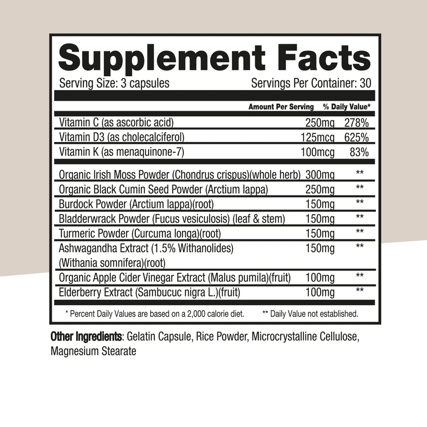 Project#1 Nutrition Life With Irish Sea Moss & Vitamins K2+D3