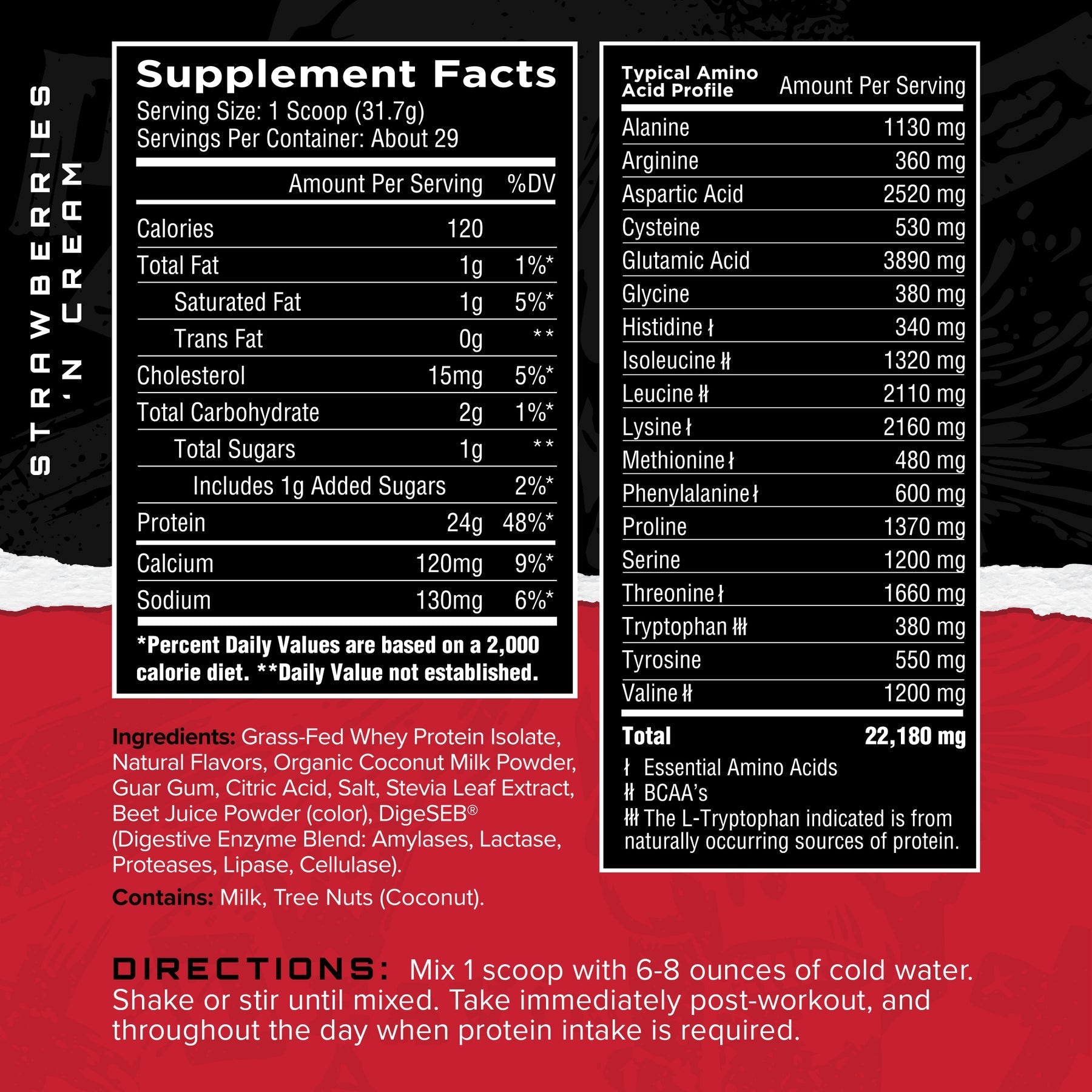 Grass - Fed Whey Isolate Strawberries 'N Cream - Bodybuilding.com