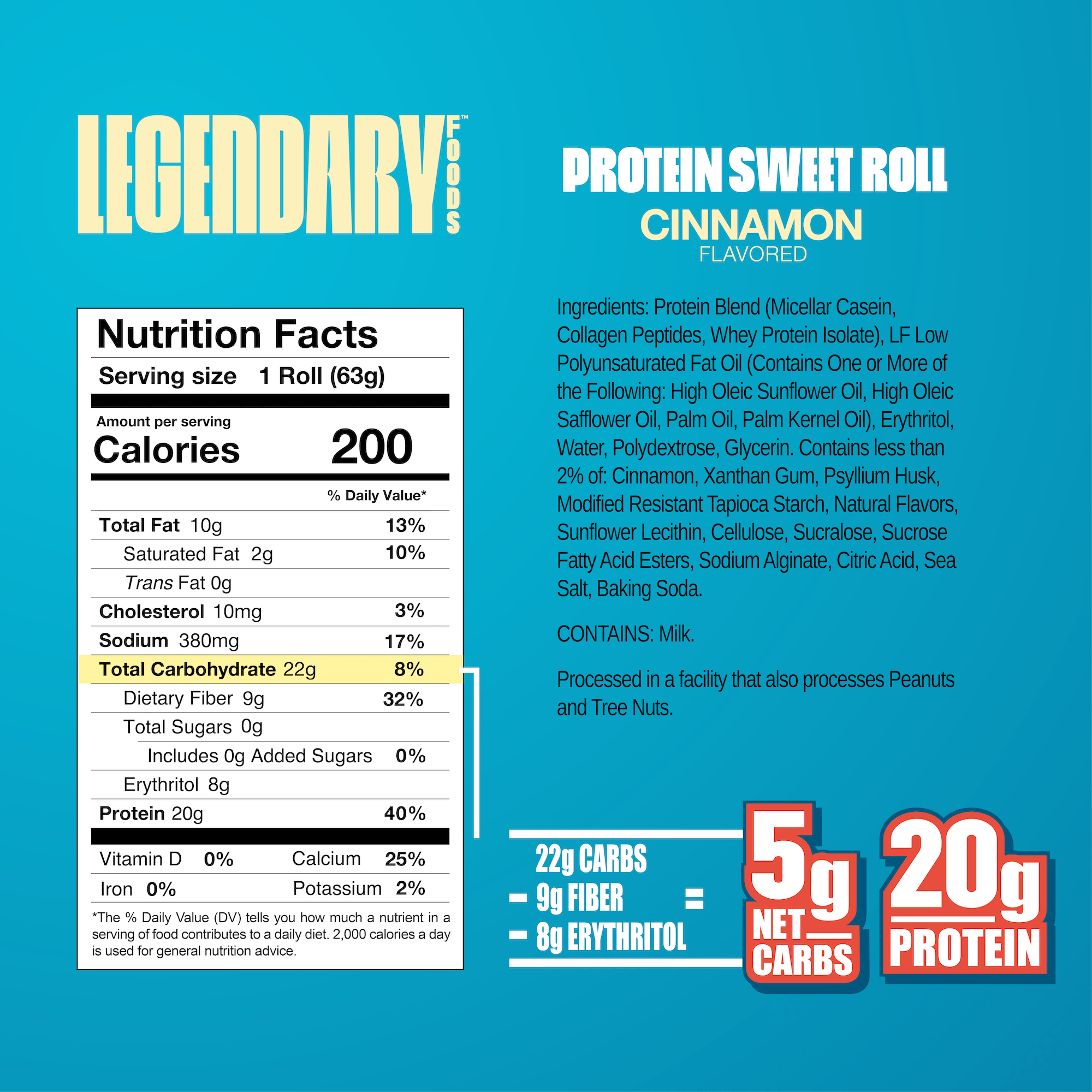 Legendary Foods Protein Sweet Roll 8 Pack - Bodybuilding.com