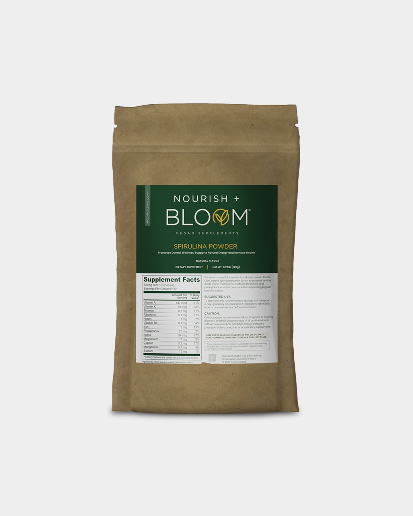 Nourish + Bloom Spirulina Powder - Bodybuilding.com