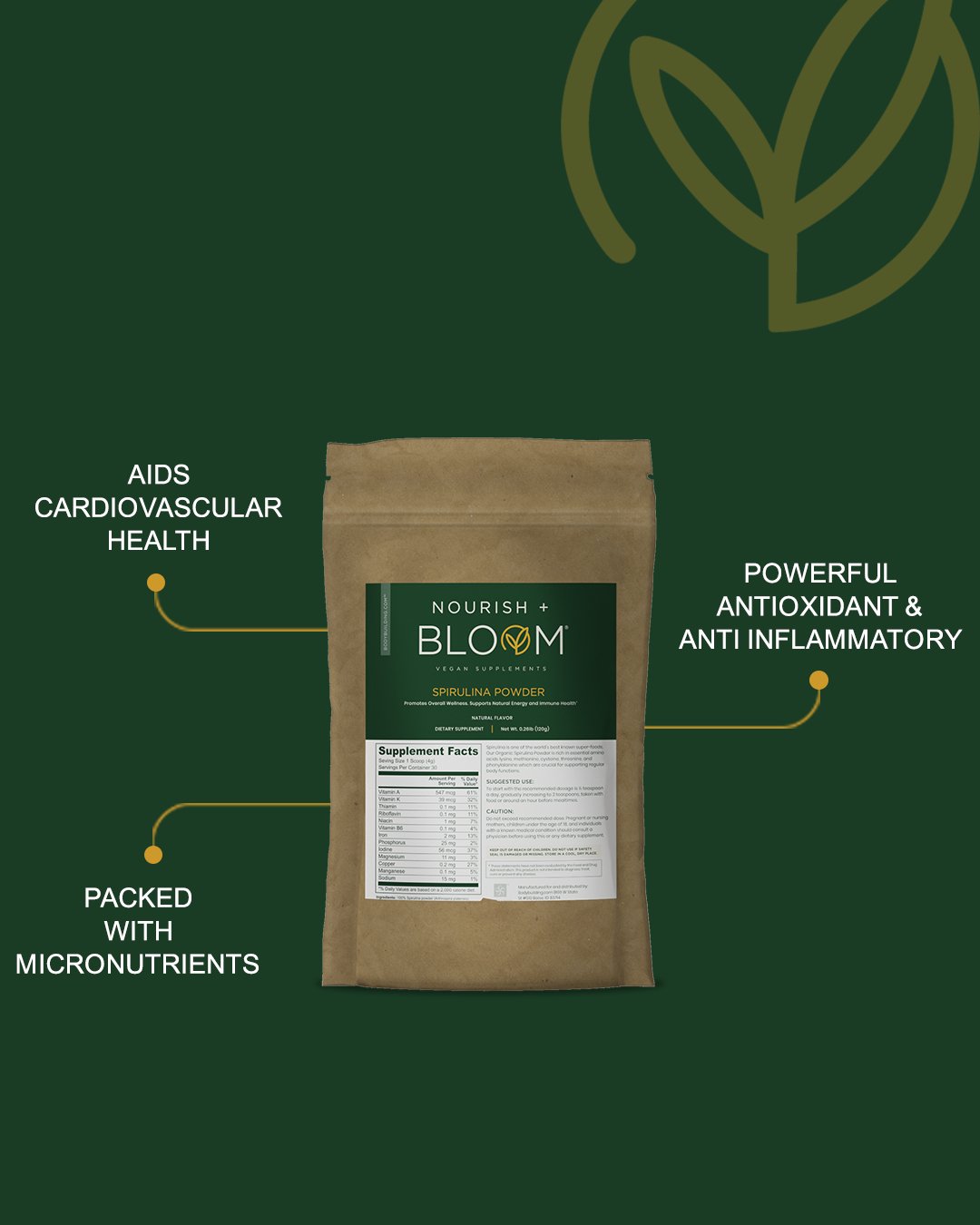 Nourish + Bloom Spirulina Powder - Bodybuilding.com