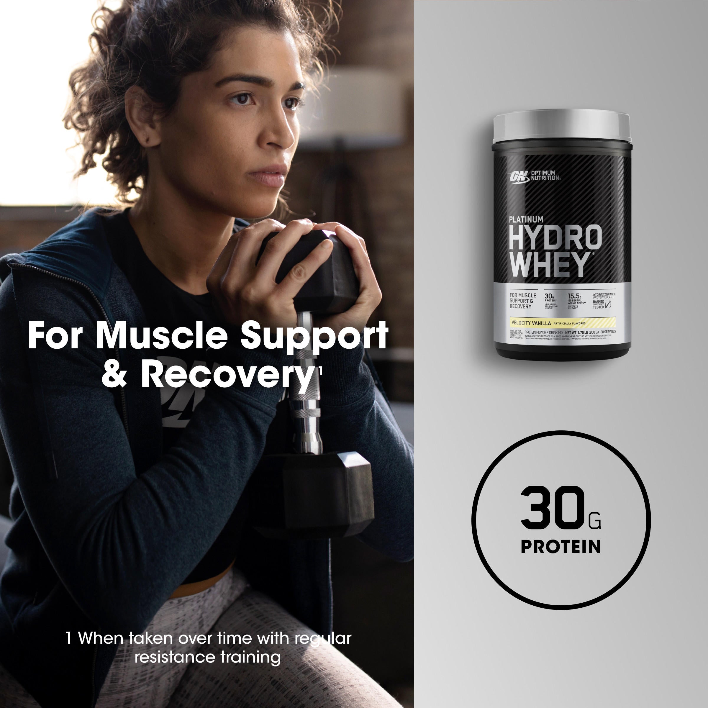 For Muscle Support & Recovery. When taken over time with regular resistance training.