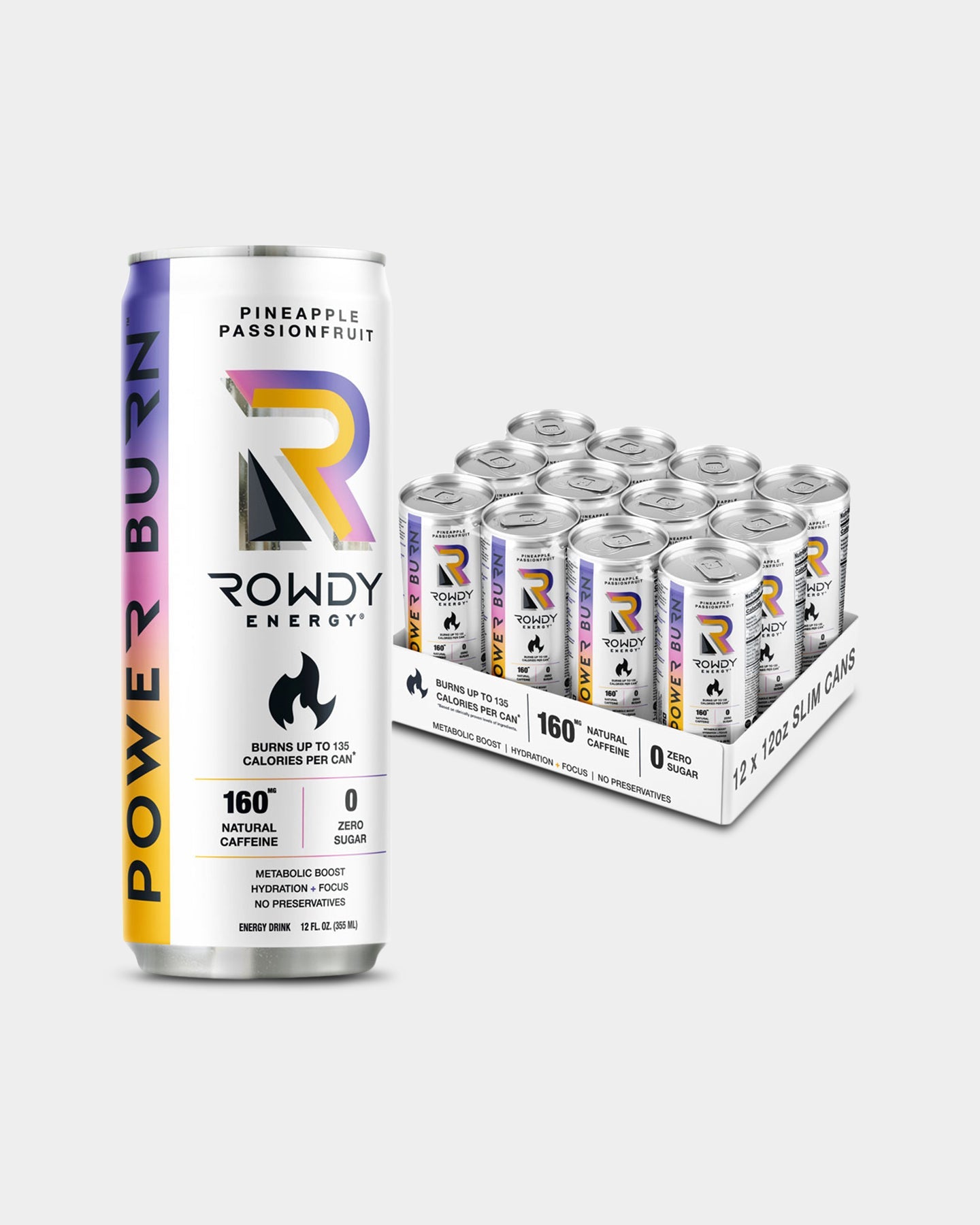 Rowdy Energy Power Burn Energy Drink 12 Pack - Bodybuilding.com