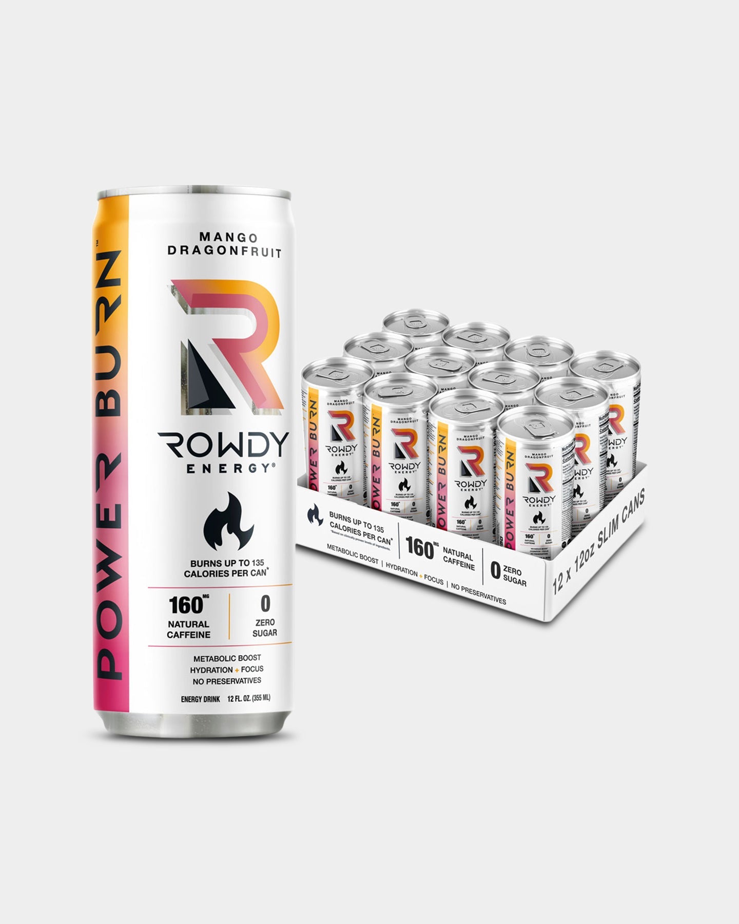 Rowdy Energy Power Burn Energy Drink 12 Pack - Bodybuilding.com