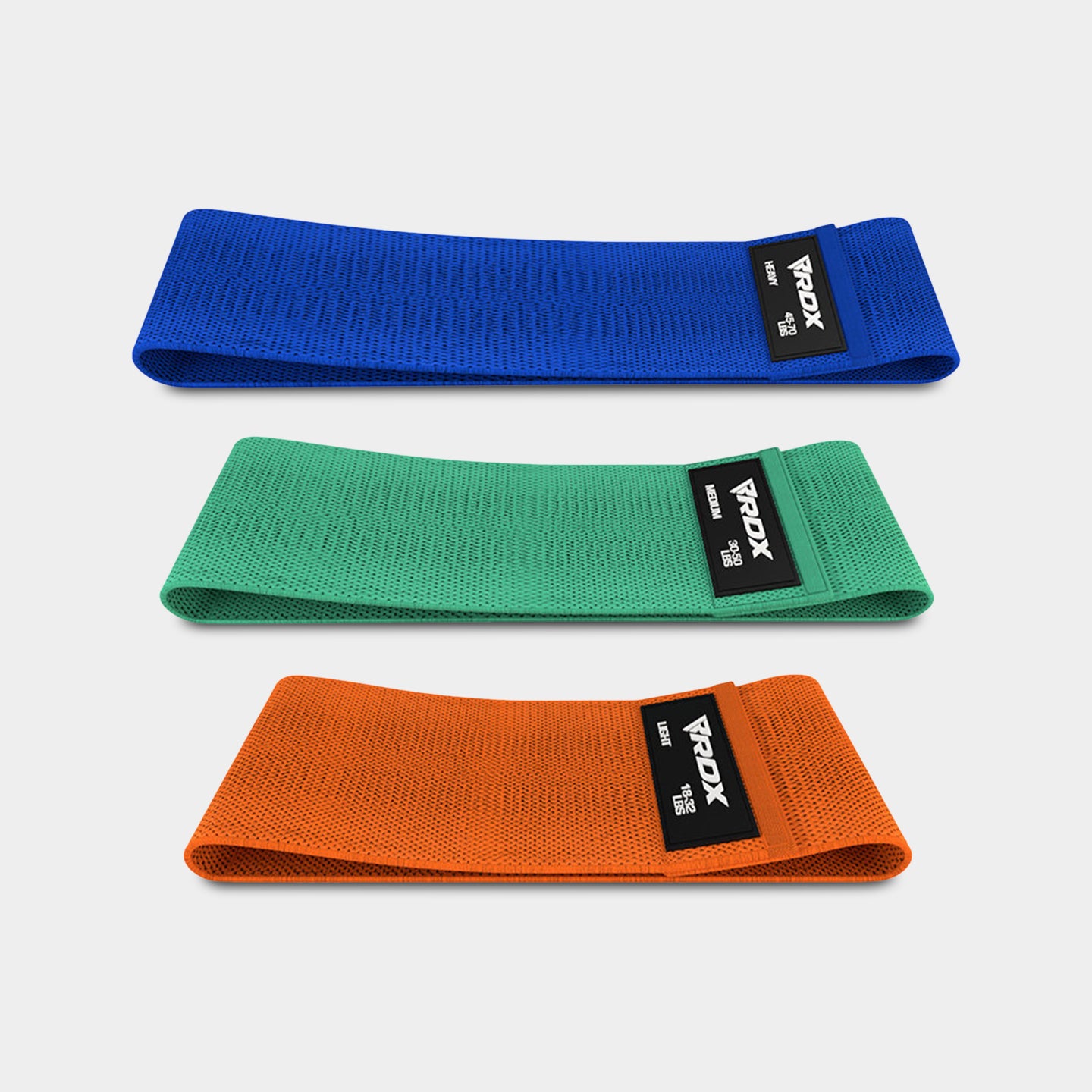 RDX Sports Heavy-Duty Fabric Resistance Training Bands for Fitness, Standard Size, Blue/Green/Orange A1