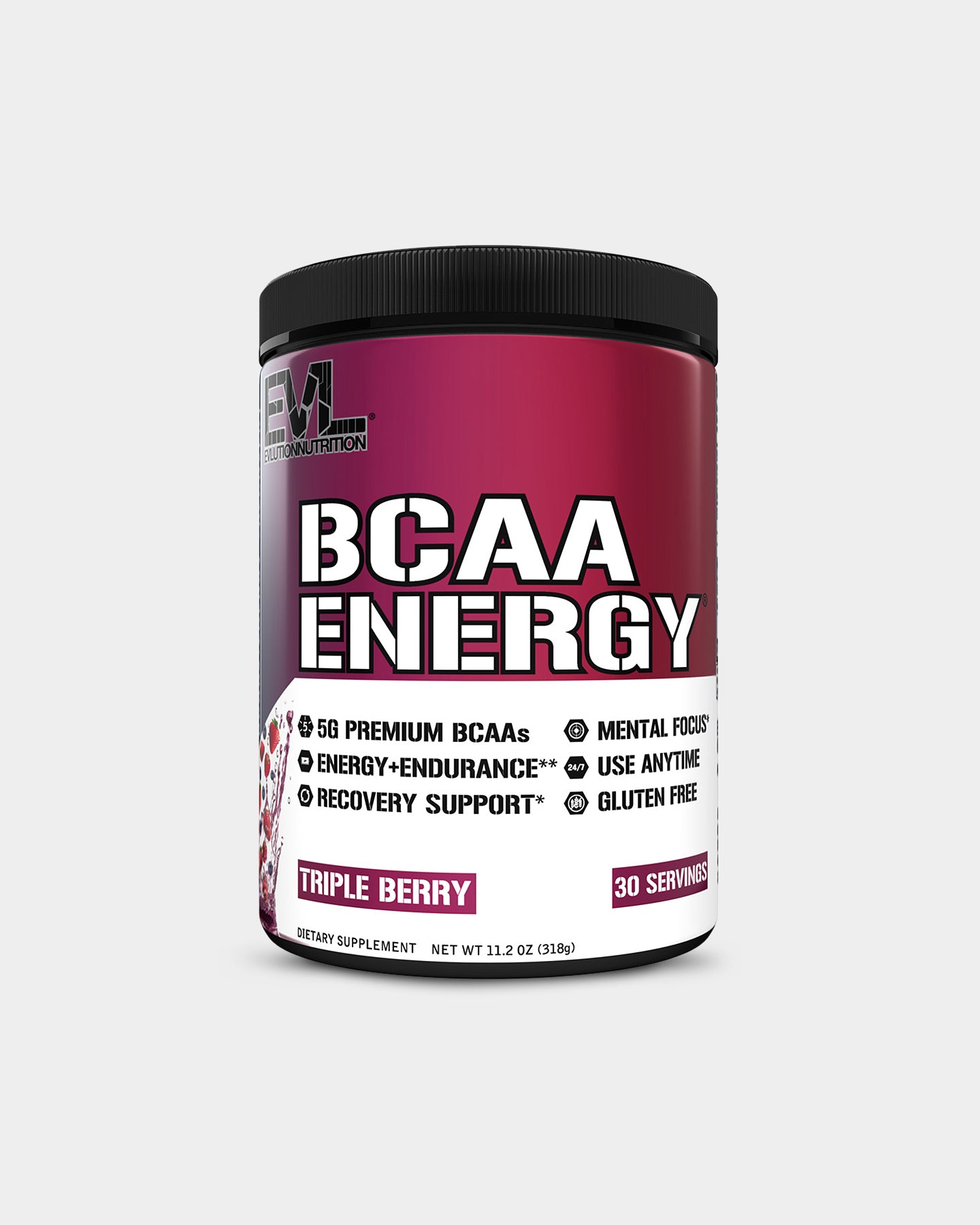 EVLUTION NUTRITION BCAA Energy Amino Acids, Triple Berry, 30 Servings