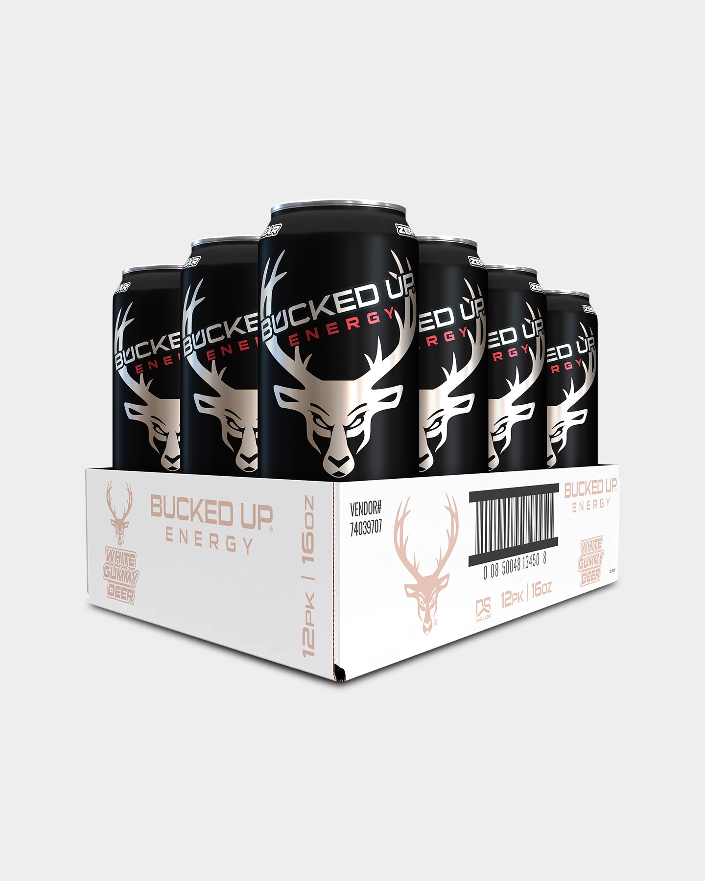 Bucked Up Energy Drink, White Gummy Deer, 12 - 16 Fl. Oz. Cans A1