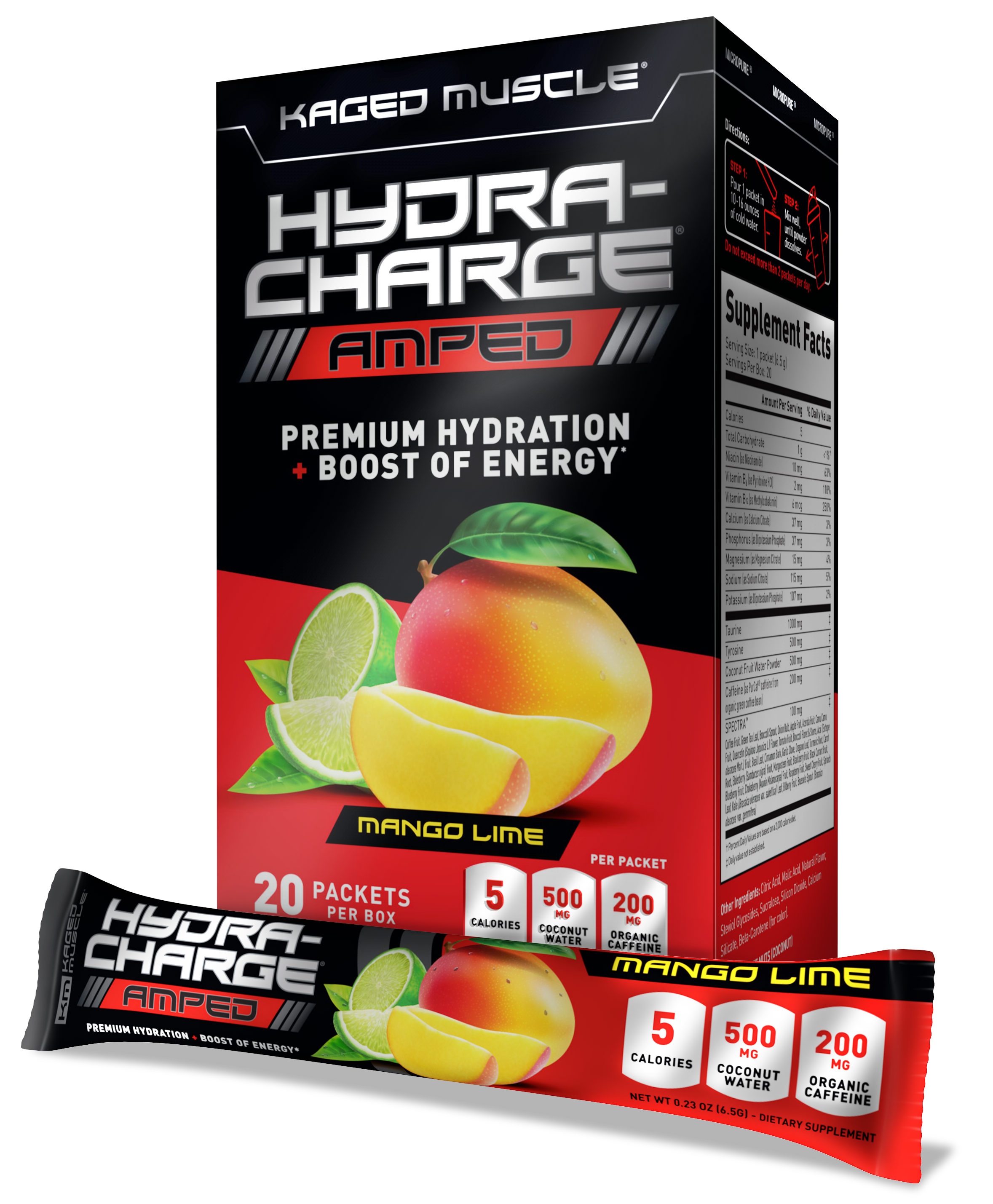 Kaged Muscle Hydra-Charge AMPED, Mango Lime, 20 Servings