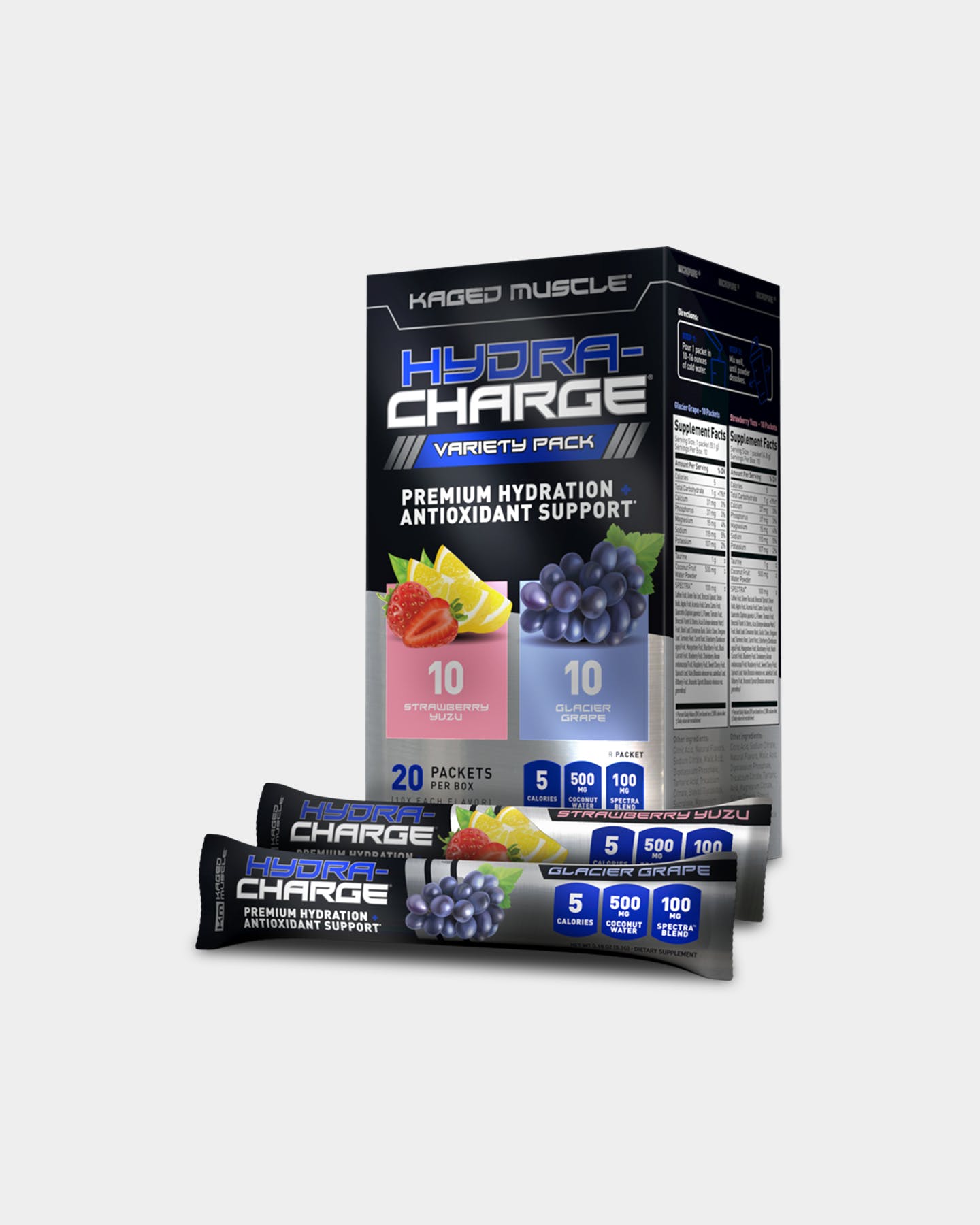 Kaged Muscle HYDRA-CHARGE Electrolytes, Variety Pack, 20 Servings