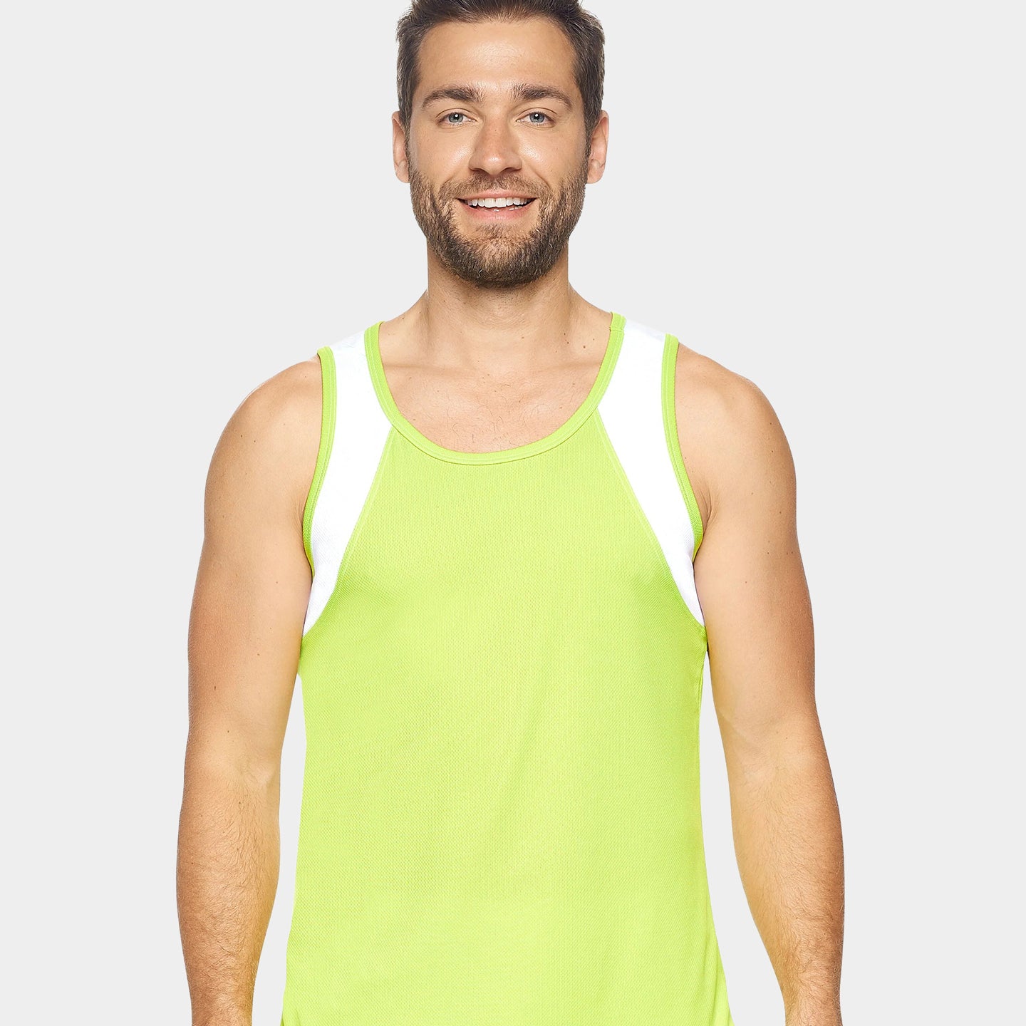 Expert Brand Oxymesh Men's Activewear Distance Tank, S, Key Lime/White A1