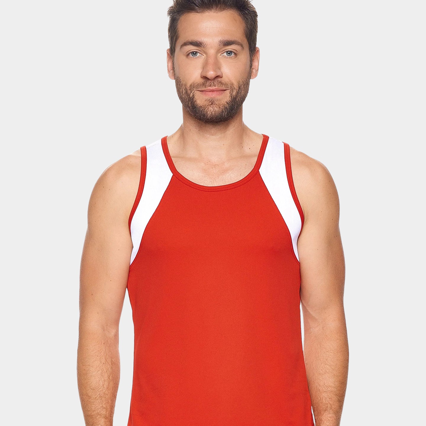 Expert Brand Oxymesh Men's Activewear Distance Tank, S, Red/White A1