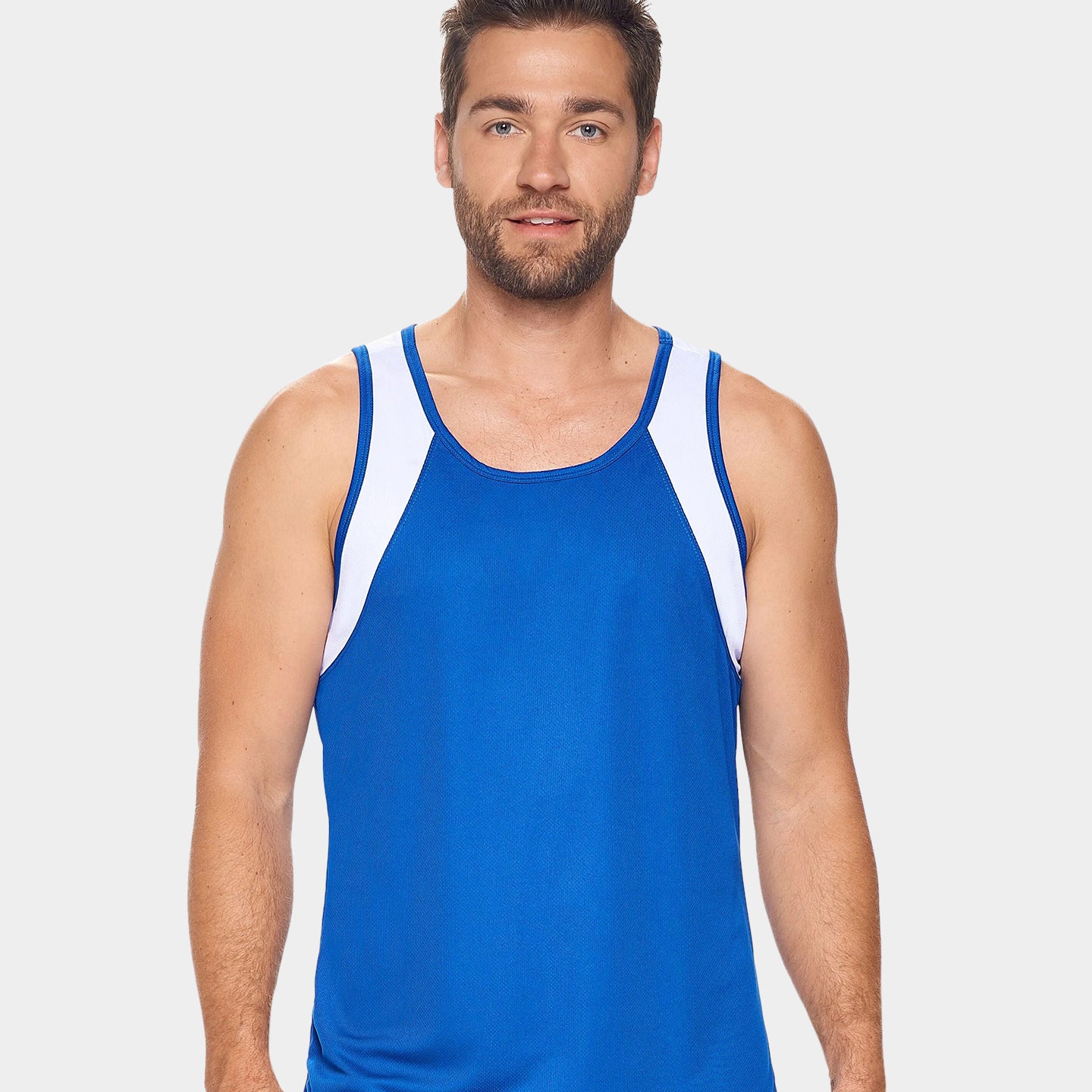 Expert Brand Oxymesh Men's Activewear Distance Tank, 2XL, Royal Blue/White A1