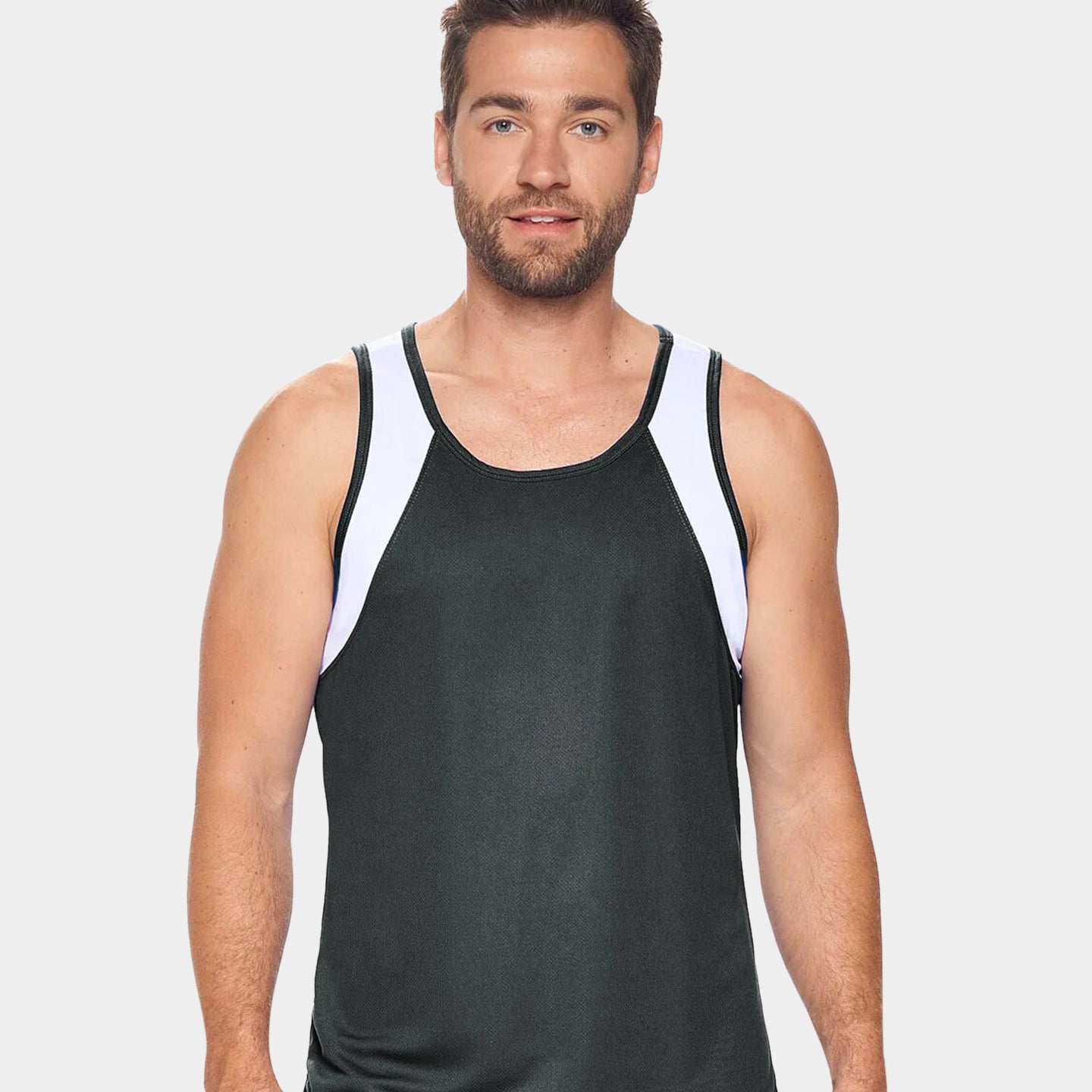 Expert Brand Oxymesh Men's Activewear Distance Tank, S, Graphite/White A1