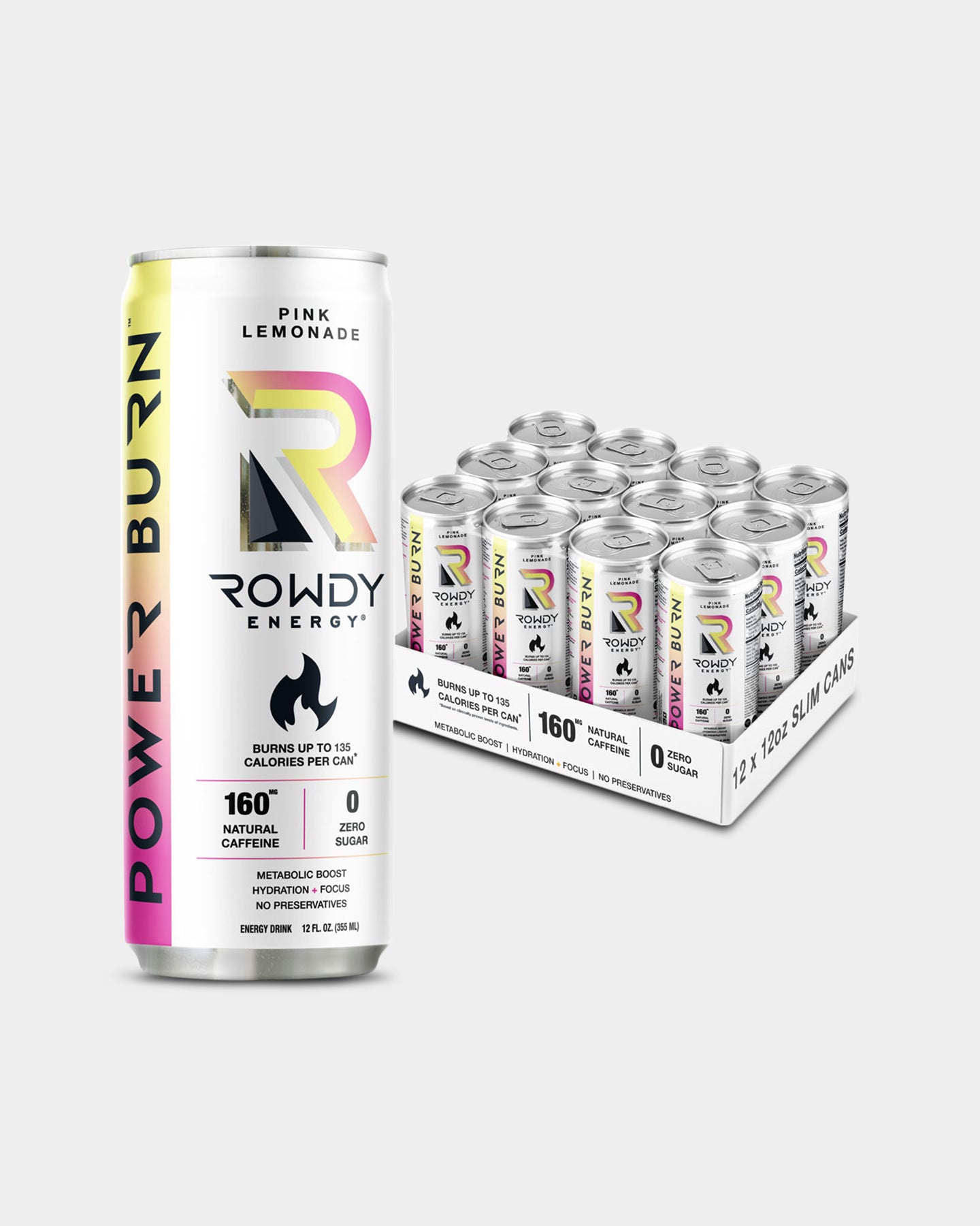 Rowdy Energy Power Burn Energy Drink, Pink Lemonade, 12-Pack A1