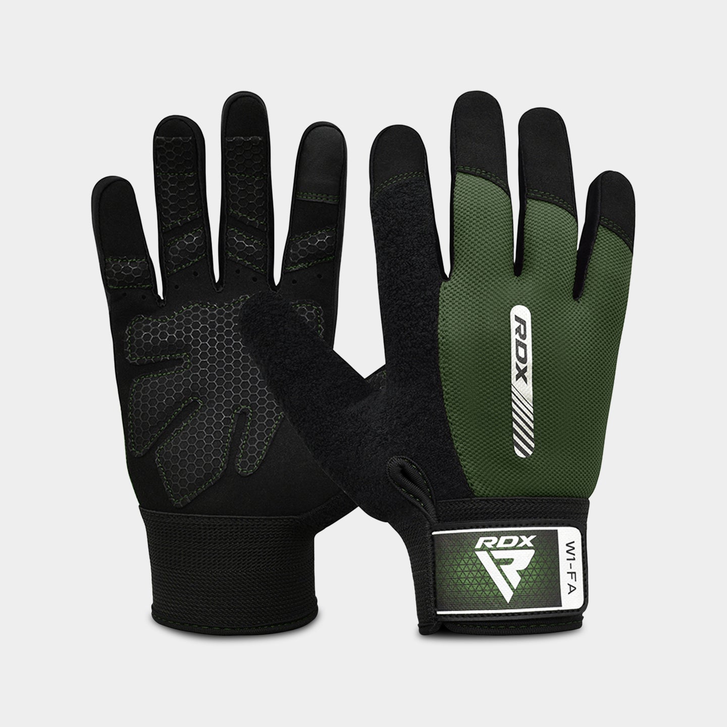 RDX Sports W1 Full Finger Gym Workout Gloves, XL, Army Green A1