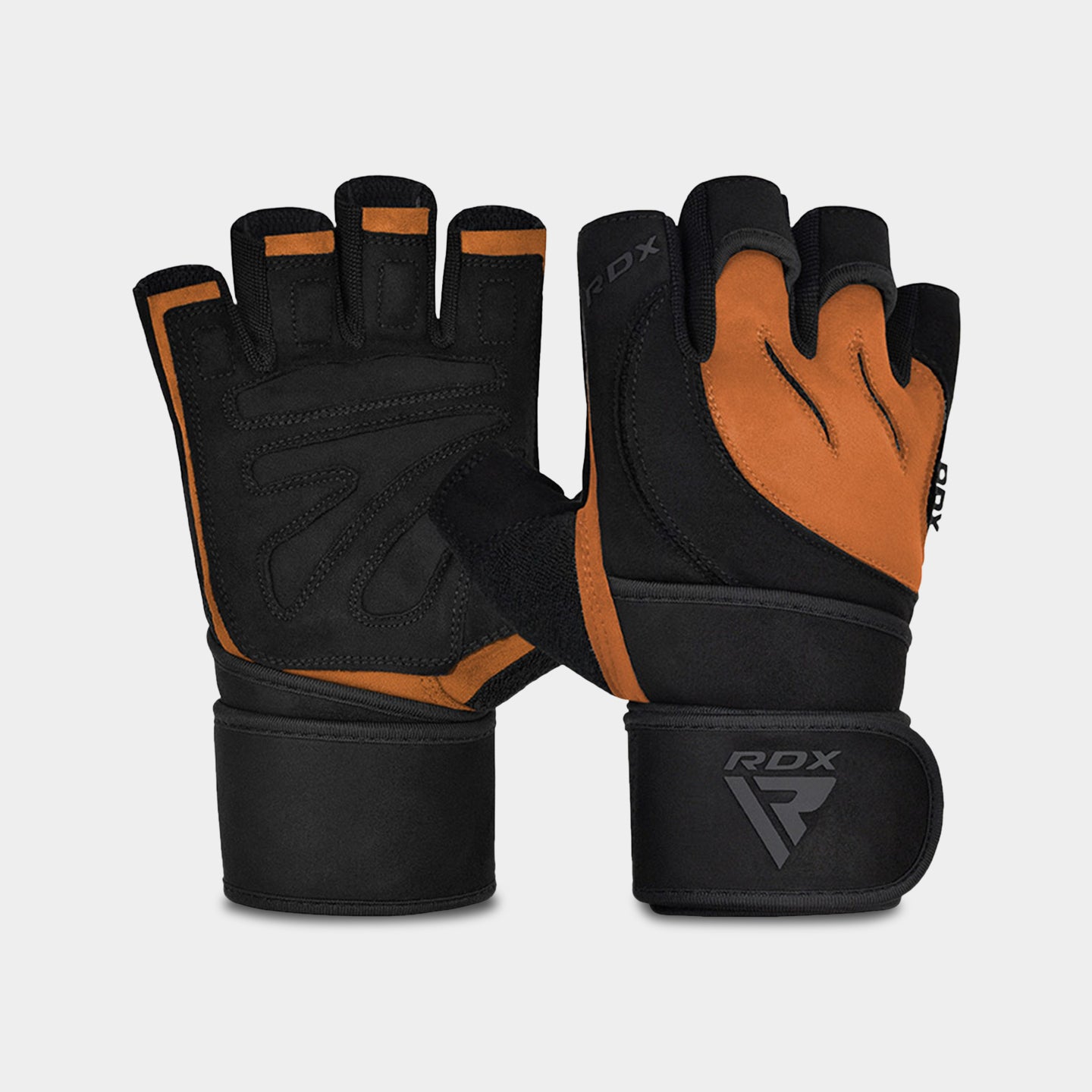 RDX Sports L4 Open Finger Weightlifting Gym Gloves, XL, Tan/Black A1