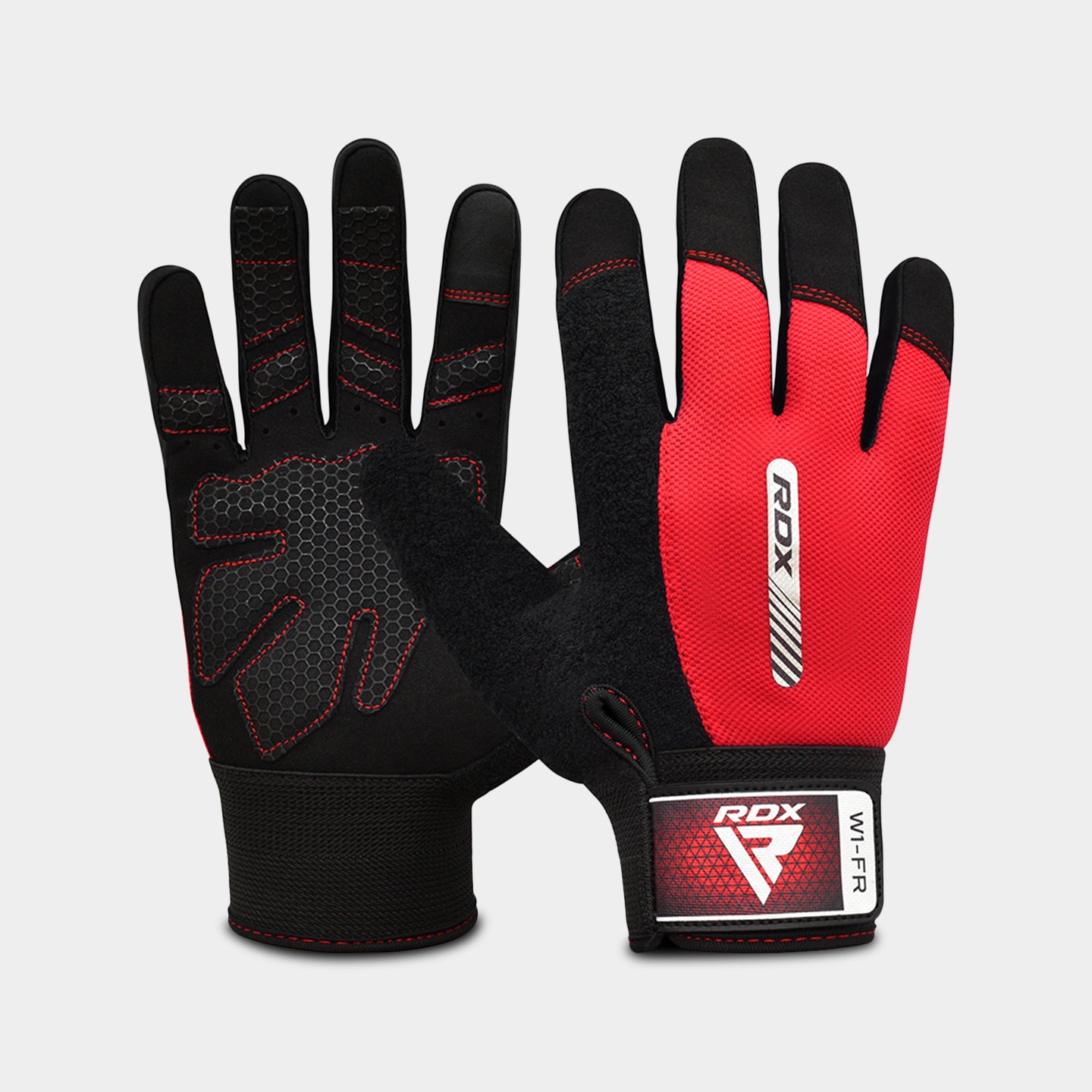 RDX Sports W1 Full Finger Gym Workout Gloves, XL, Red A1