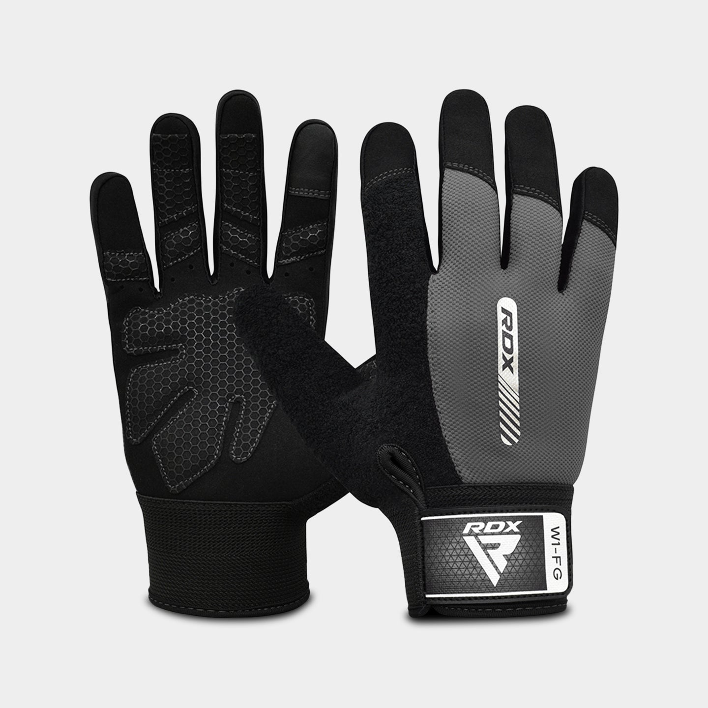RDX Sports W1 Full Finger Gym Workout Gloves, L, Gray A1