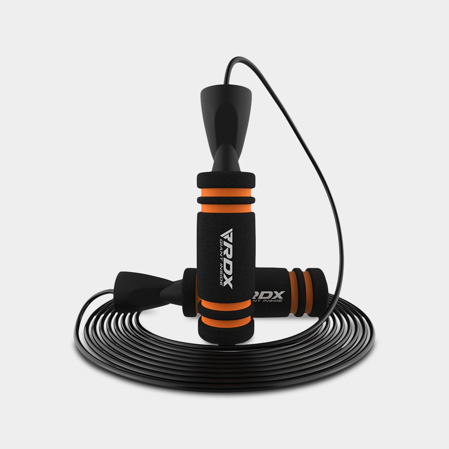 RDX Sports X2 Adjustable 10.3ft Non-Slip Memory Foam Soft Handles Skipping Rope, Standard Size, Orange A1