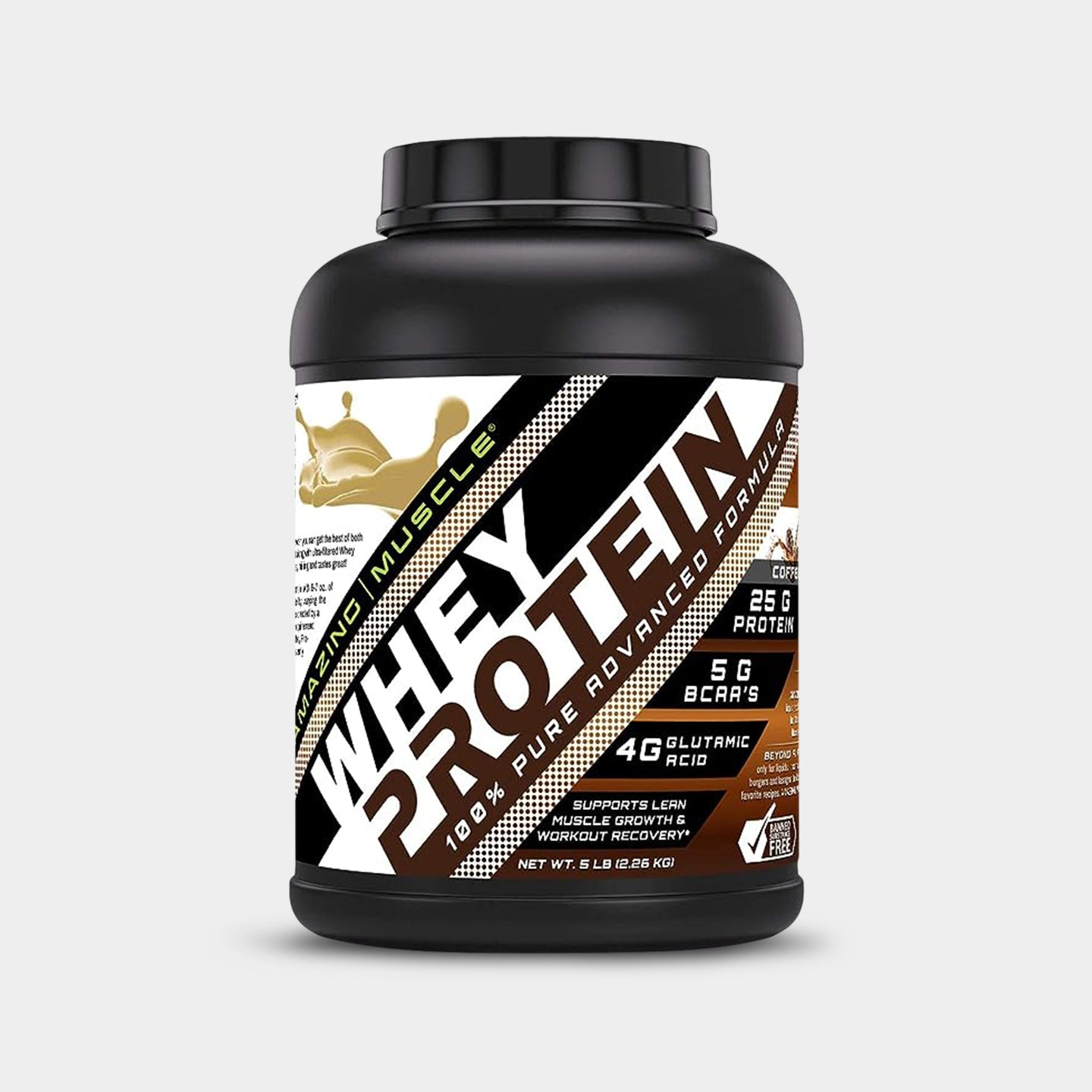 Amazing Muscle Whey Protein, Coffee, 5 Lbs A1