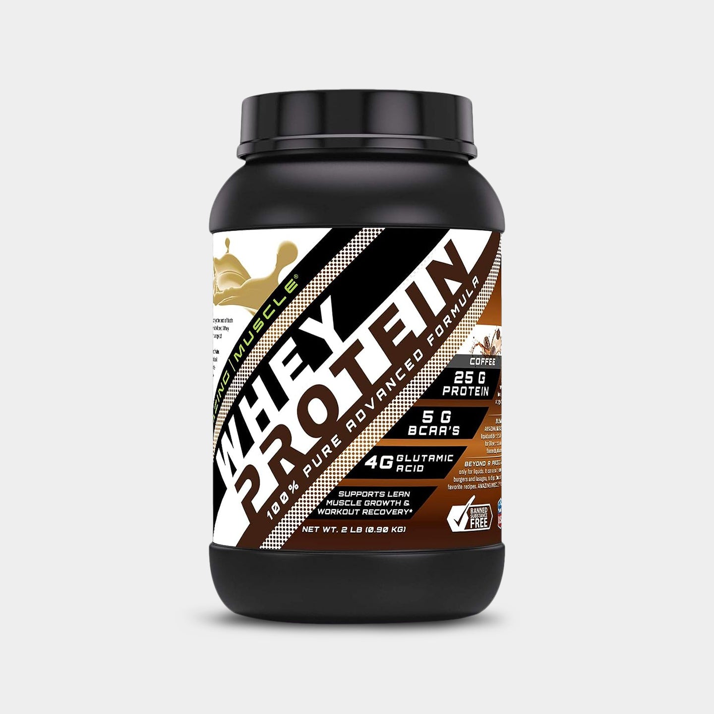 Amazing Muscle Whey Protein, Coffee, 2 Lbs A1
