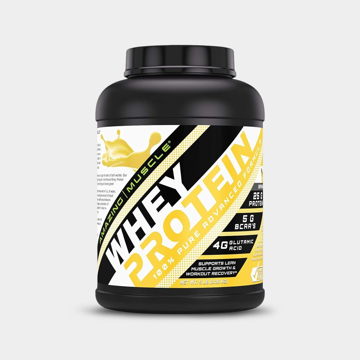 Amazing Muscle Whey Protein, Banana, 5 Lbs A1