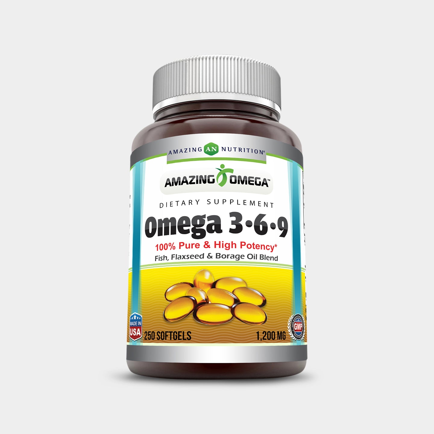 Amazing Formulas Omega 3 6 9 1200 mg, Unflavored, 250 softgels A1
