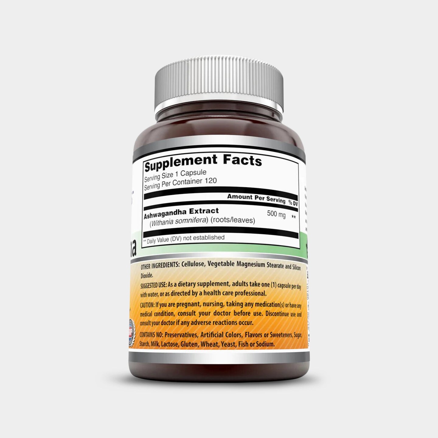 Amazing Formulas Ashwagandha 500 mg, Unflavored, 120 Capsules A1