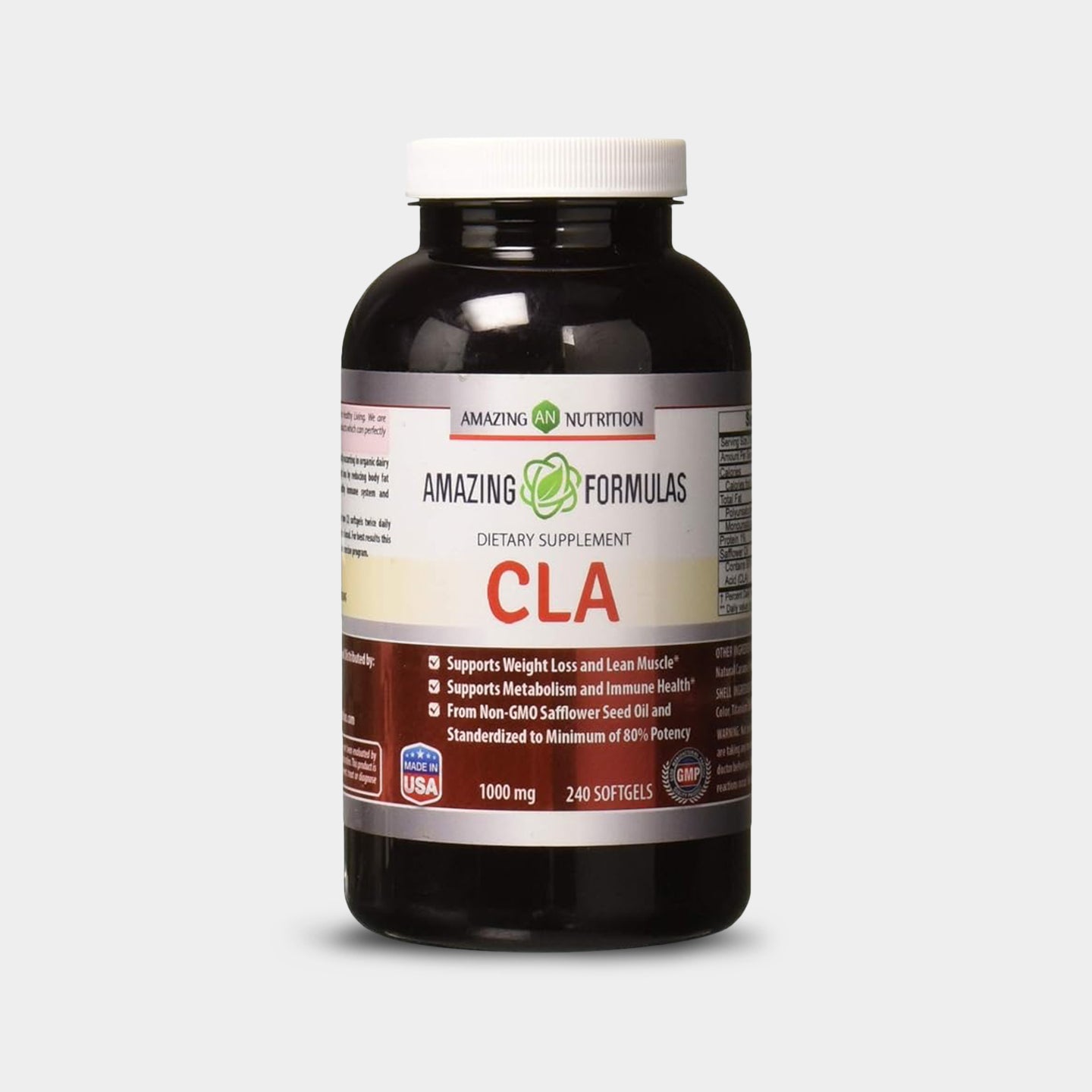 Amazing Nutrition Amazing Formulas CLA 1000 Mg, Unflavored, 240 Softgels A1