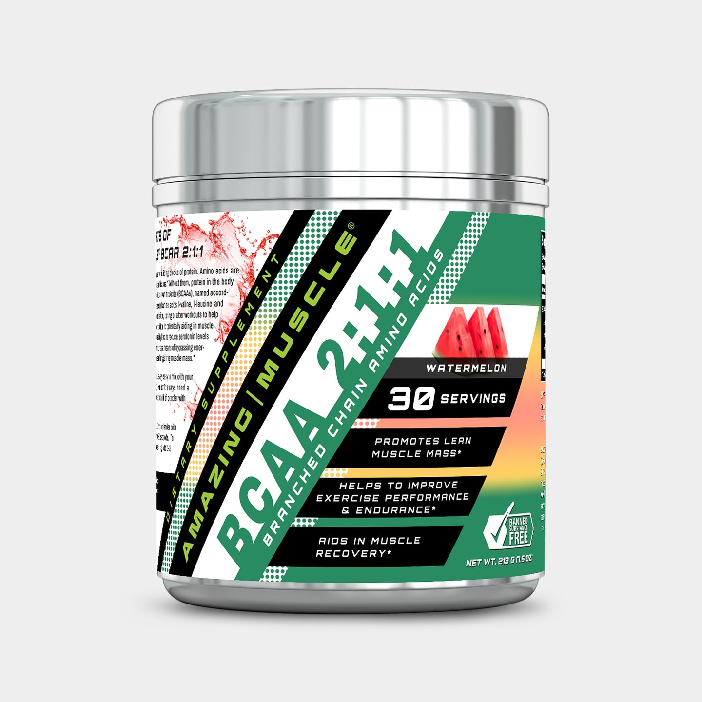 Amazing Muscle BCAA 2:1:1, Watermelon, 30 Servings A1