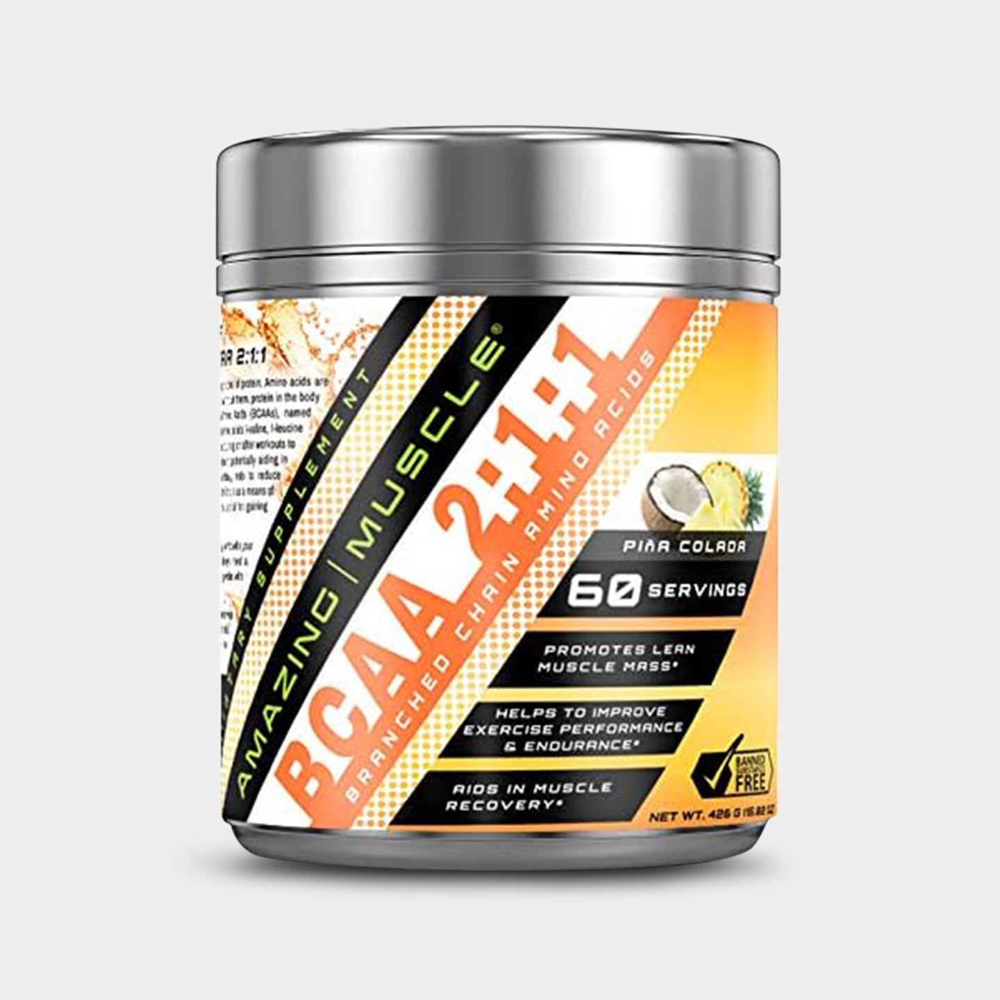 Amazing Muscle BCAA 2:1:1, Pina Colada, 60 Servings A1