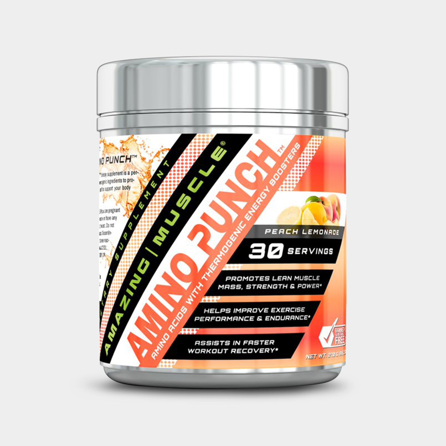 Amazing Muscle Amino Punch with Sucralose, Peach Lemonade, 30 Servings A1
