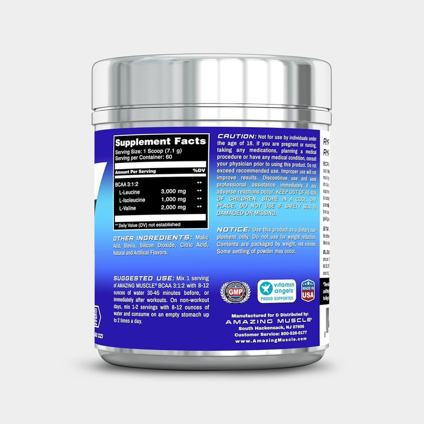 Amazing Muscle BCAA 3:1:2 with Stevia, Blue Rasberry, 60 Servings A2