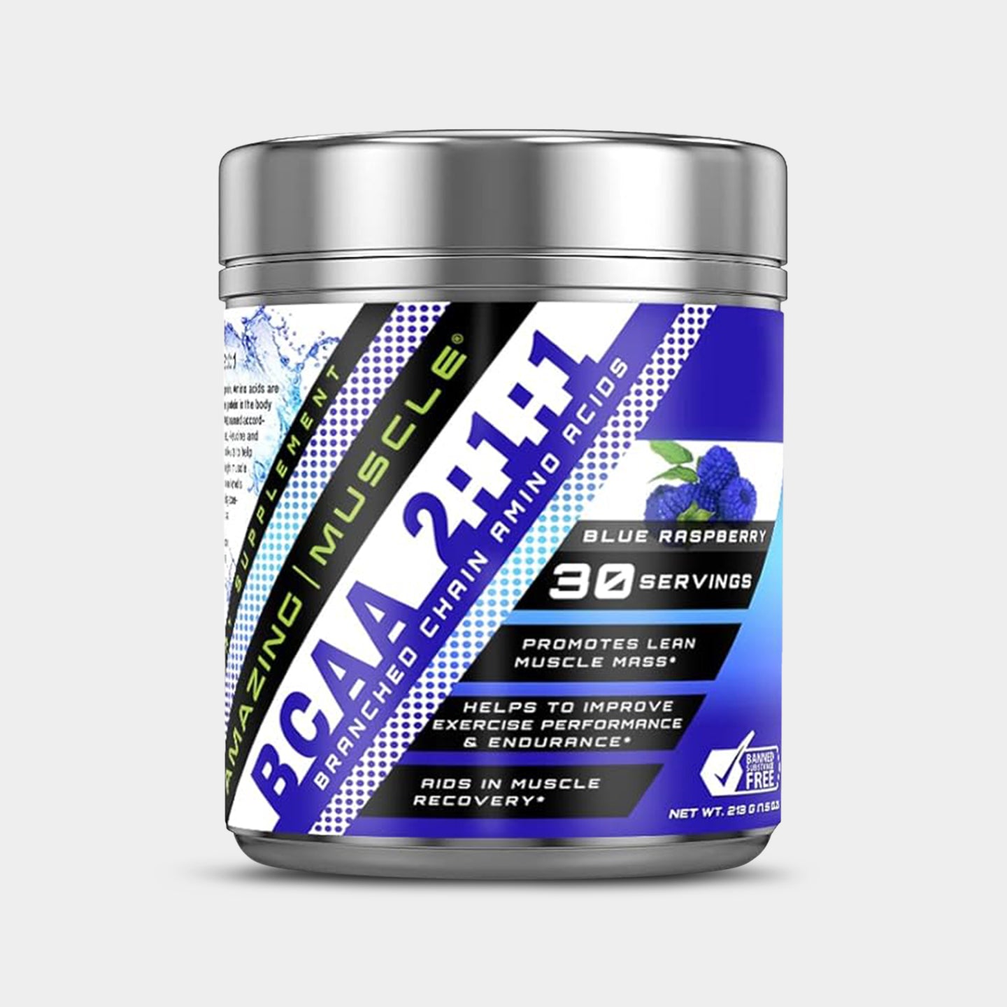 Amazing Muscle BCAA 2:1:1, Blue Rasberry, 30 Servings A1