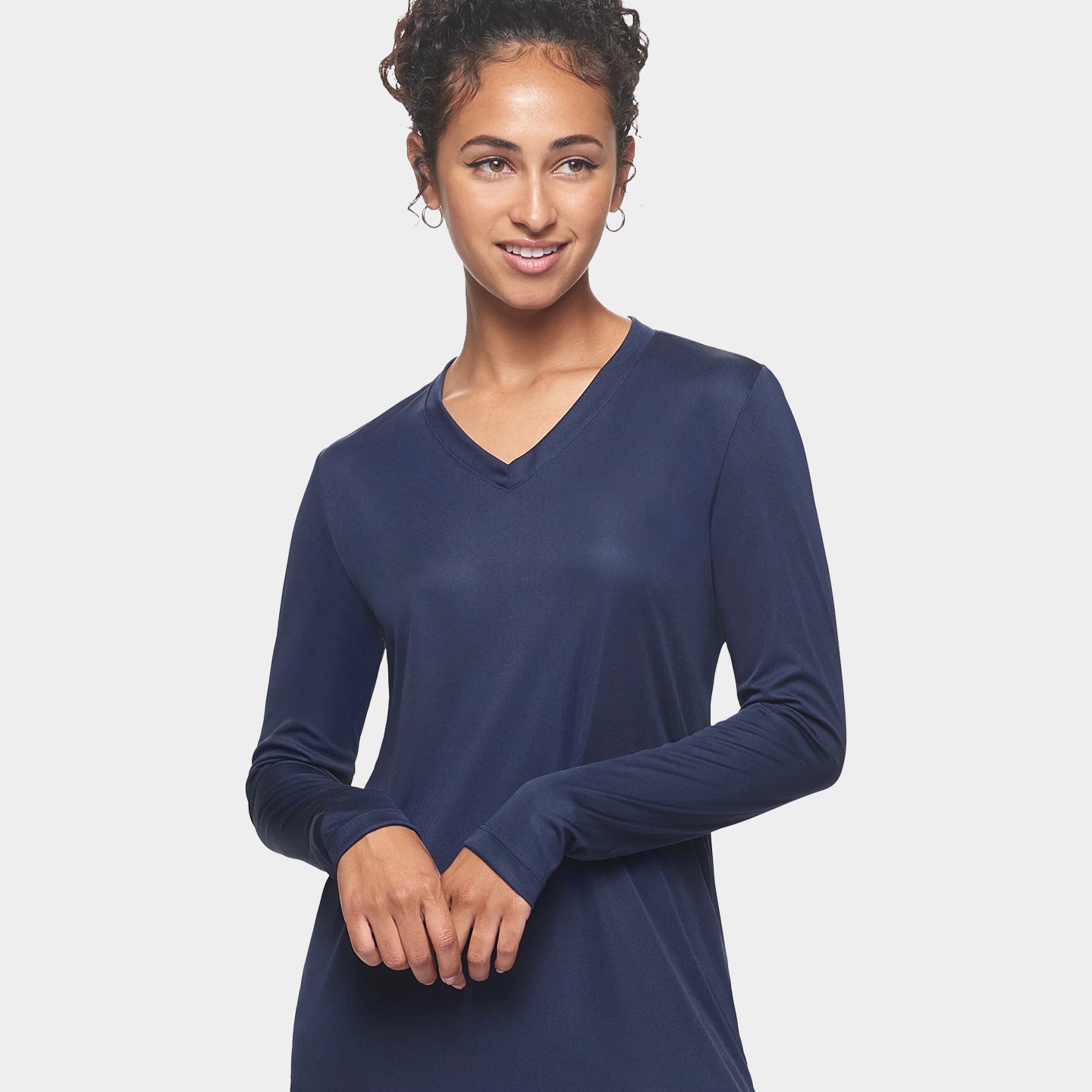 Expert Brand DriMax Women's Performance V-Neck Long Sleeve Shirt, 3XL, Navy A1