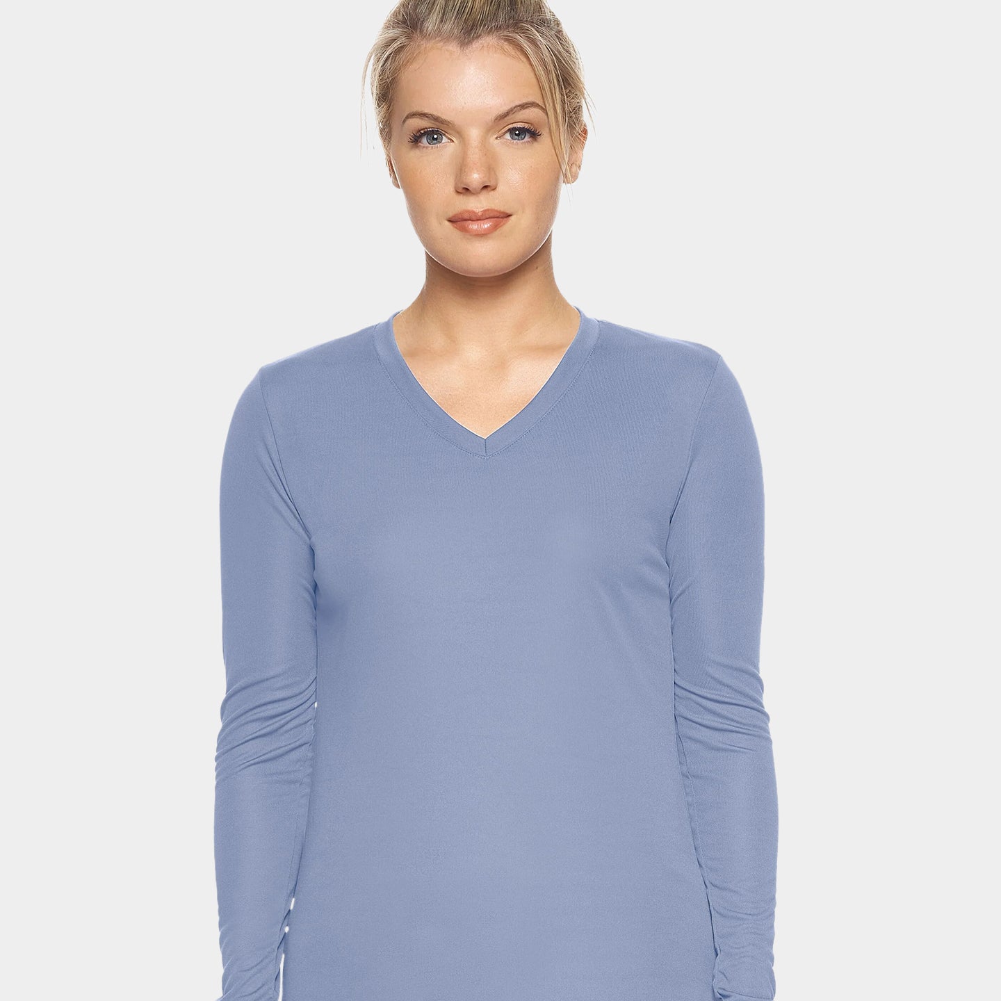 Expert Brand DriMax Women's Performance V-Neck Long Sleeve Shirt, XL, Steel A1