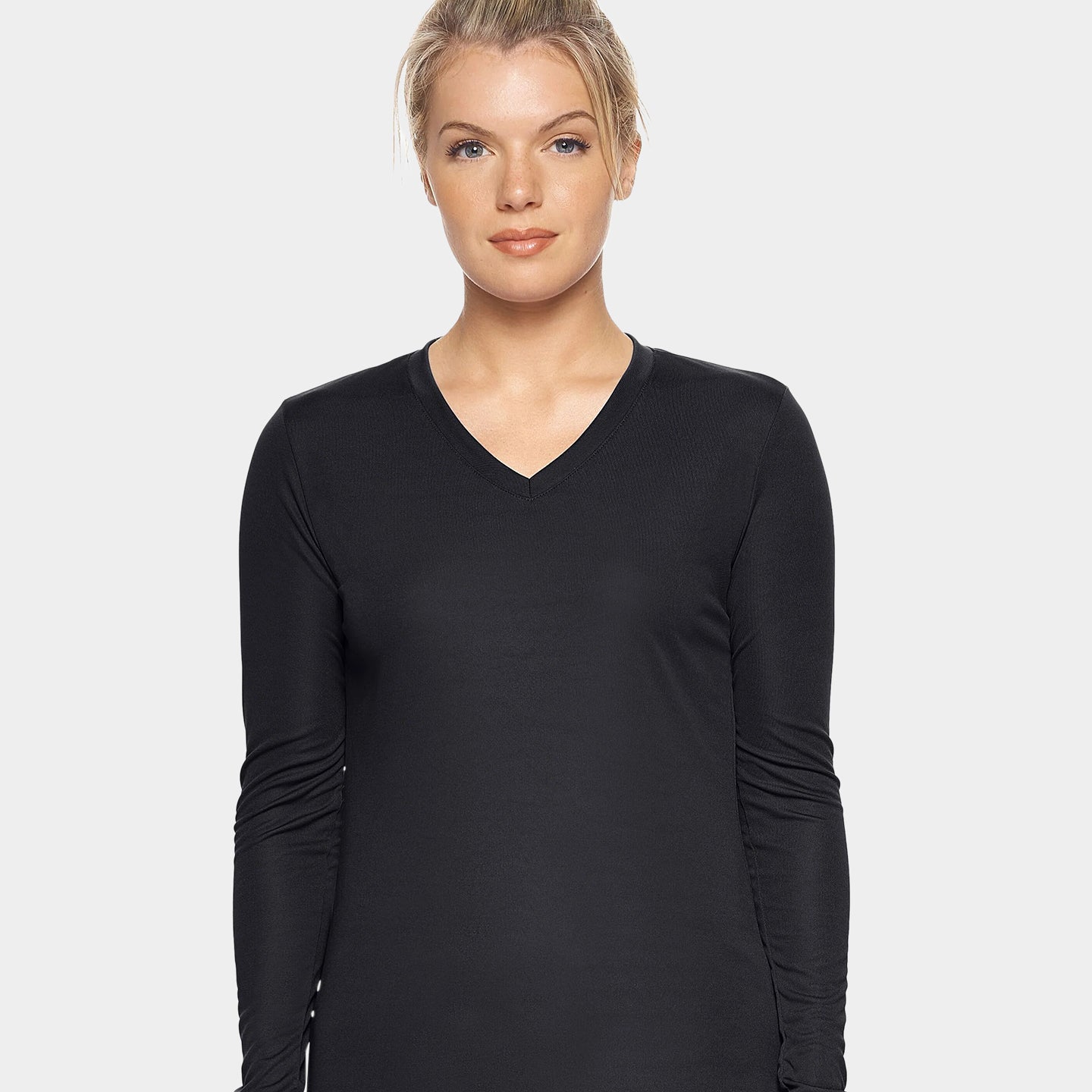 Expert Brand DriMax Women's Performance V-Neck Long Sleeve Shirt, M, Black A1