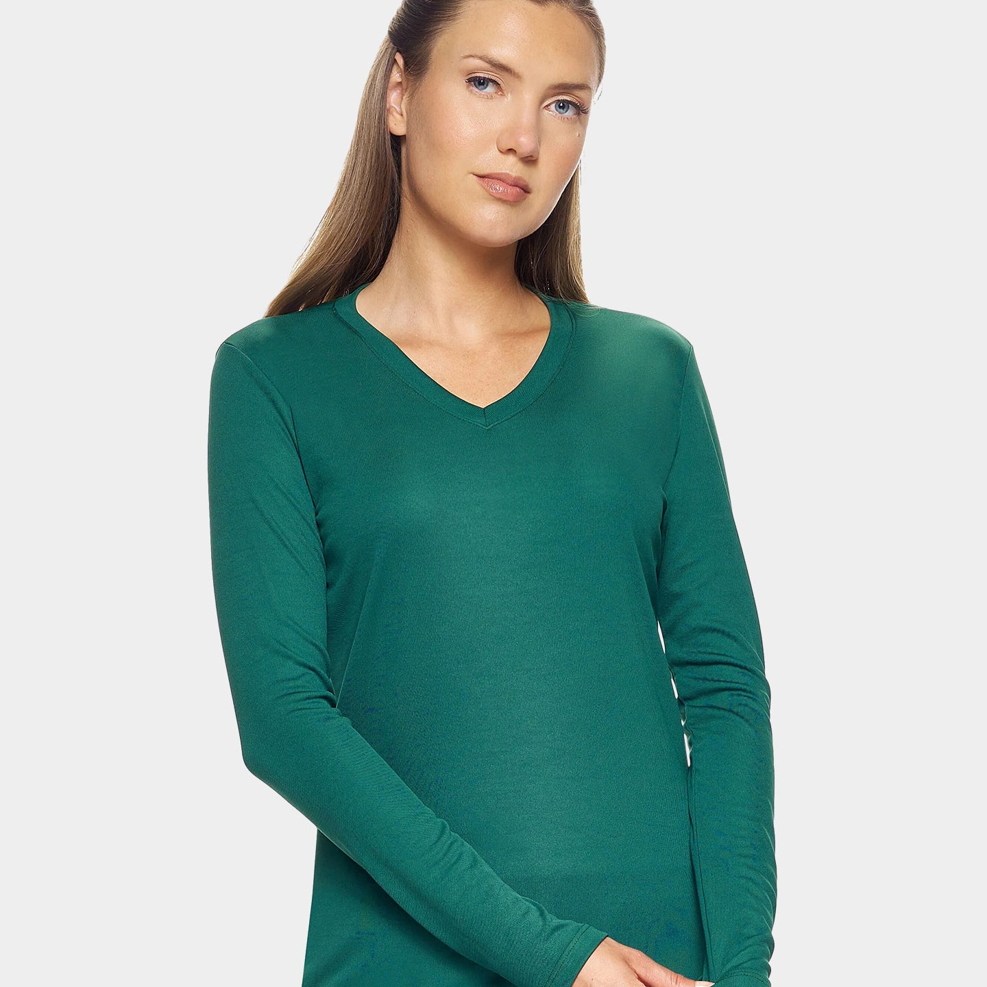 Expert Brand DriMax Women's Performance V-Neck Long Sleeve Shirt, XL, Forest Green A1