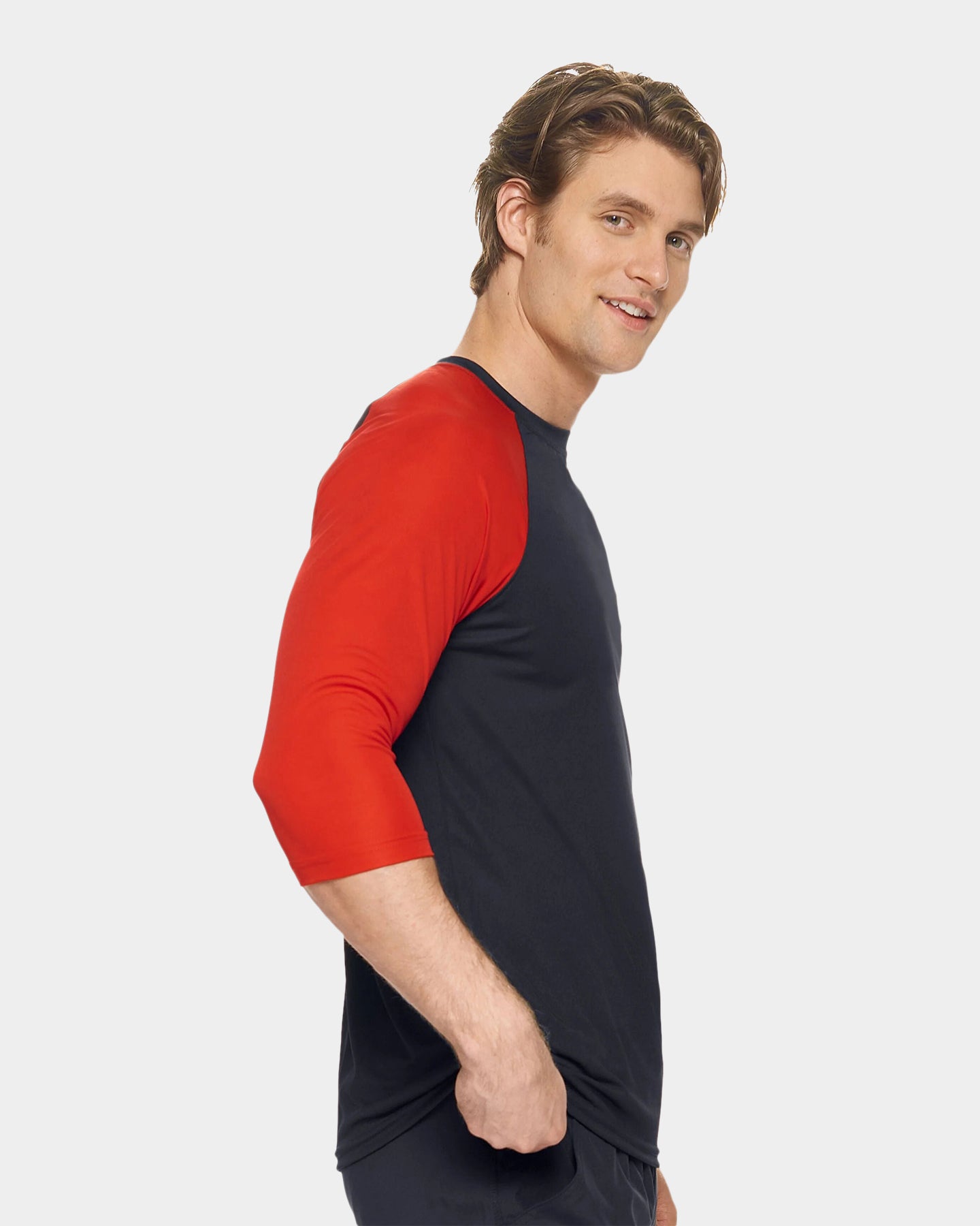 Expert Brand Men's Drimax Raglan Sleeve Active Shirt, 3XL, Black/Red A2