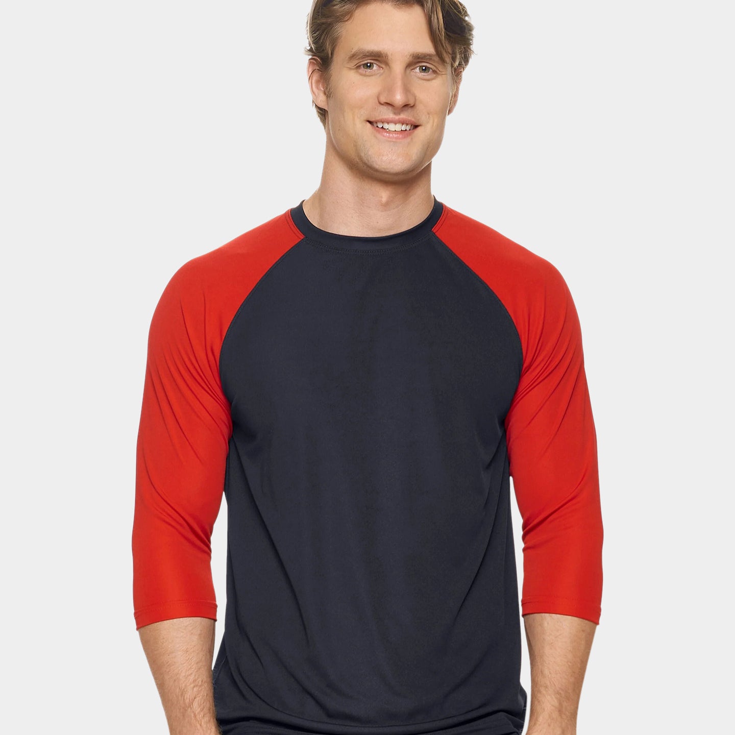 Expert Brand Men's Drimax Raglan Sleeve Active Shirt, 3XL, Black/Red A1