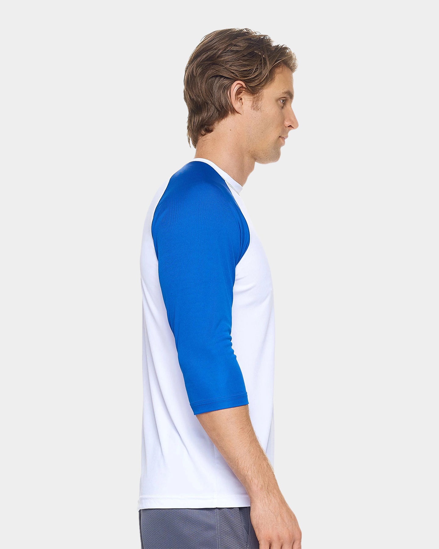 Expert Brand Men's Drimax Raglan Sleeve Active Shirt, XL, White/Royal Blue A2