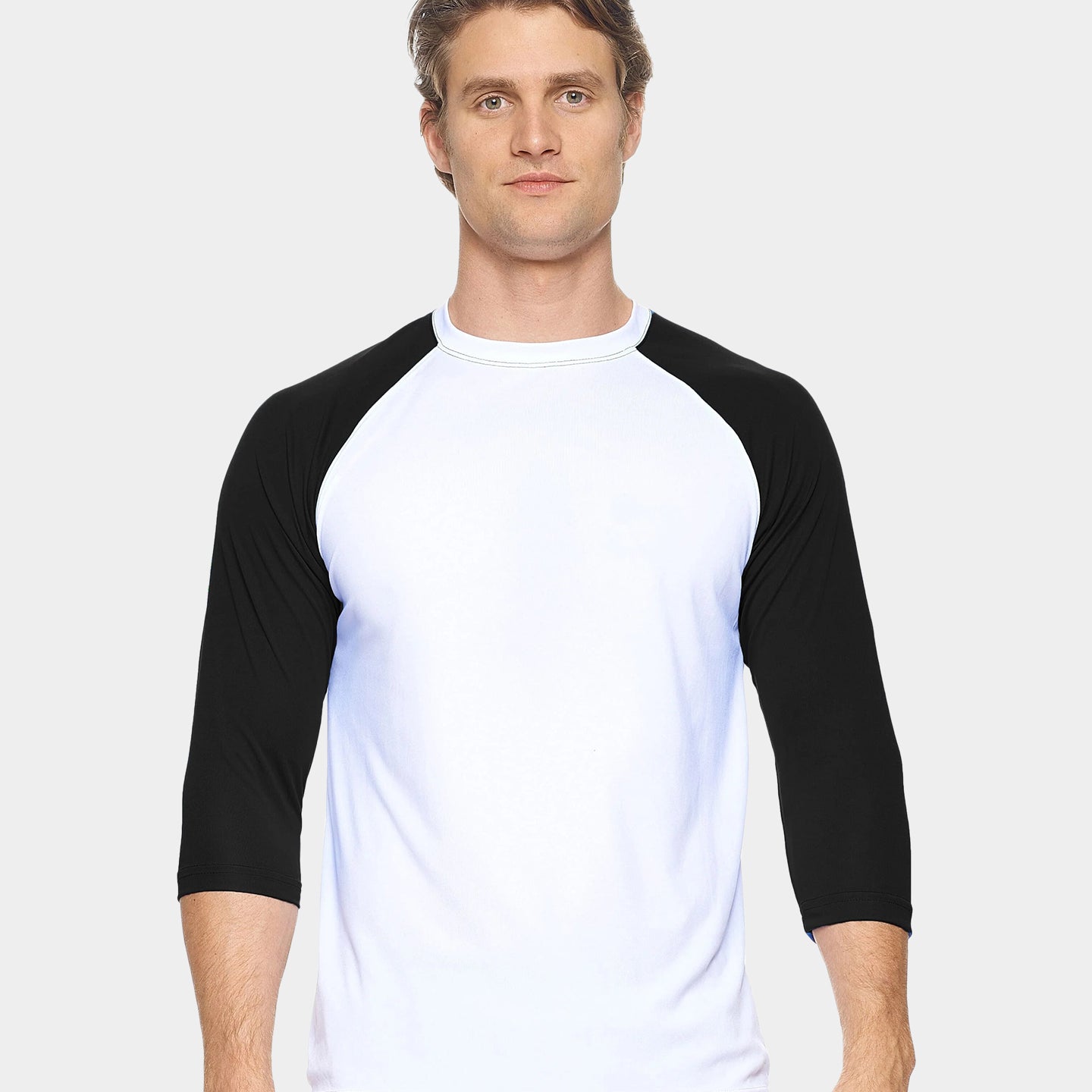 Expert Brand Men's Drimax Raglan Sleeve Active Shirt, L, White/Black A1
